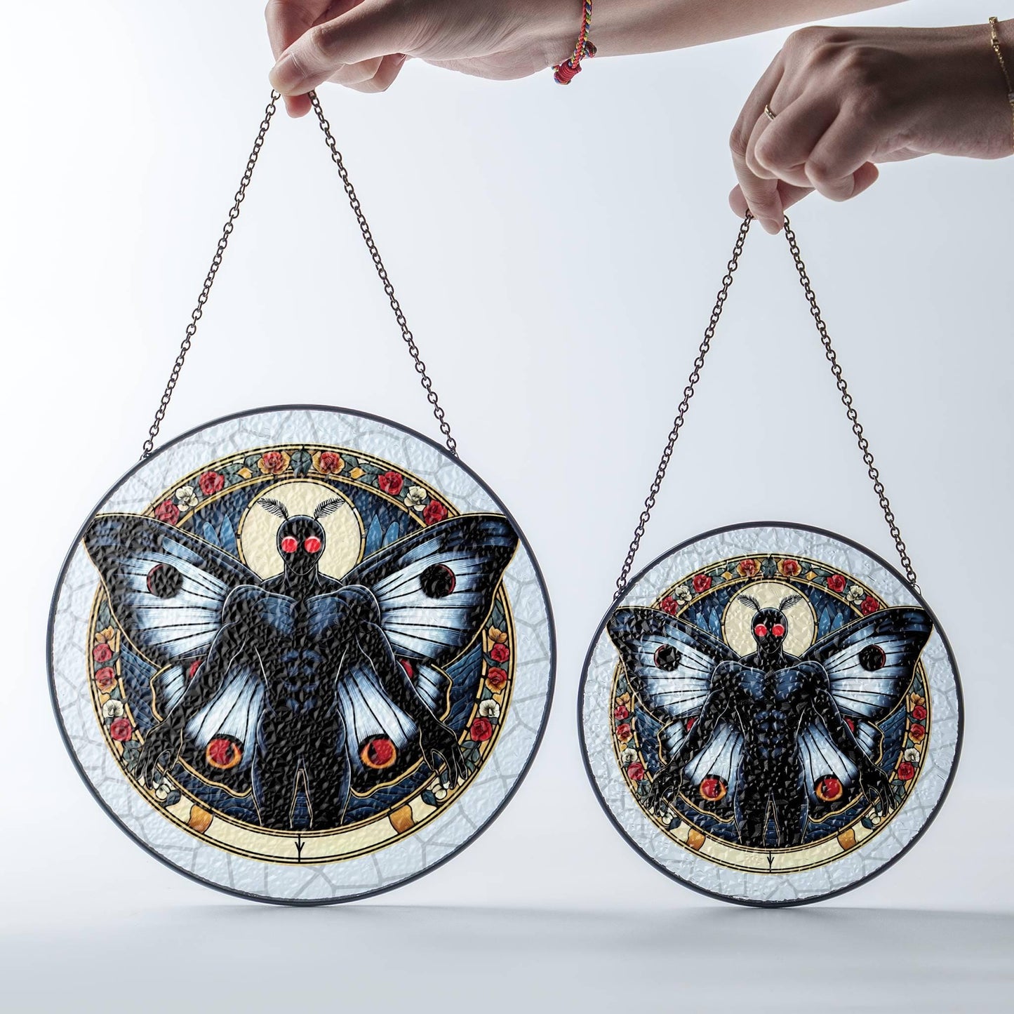 Mothman Stained Glass Sun Catcher - Cryptid Window Hanging Decor