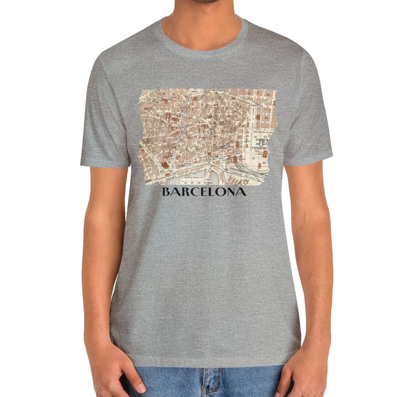 Barcelona Vintage Map T-shirt - Travel Tee Gift for Barcelona Visitors