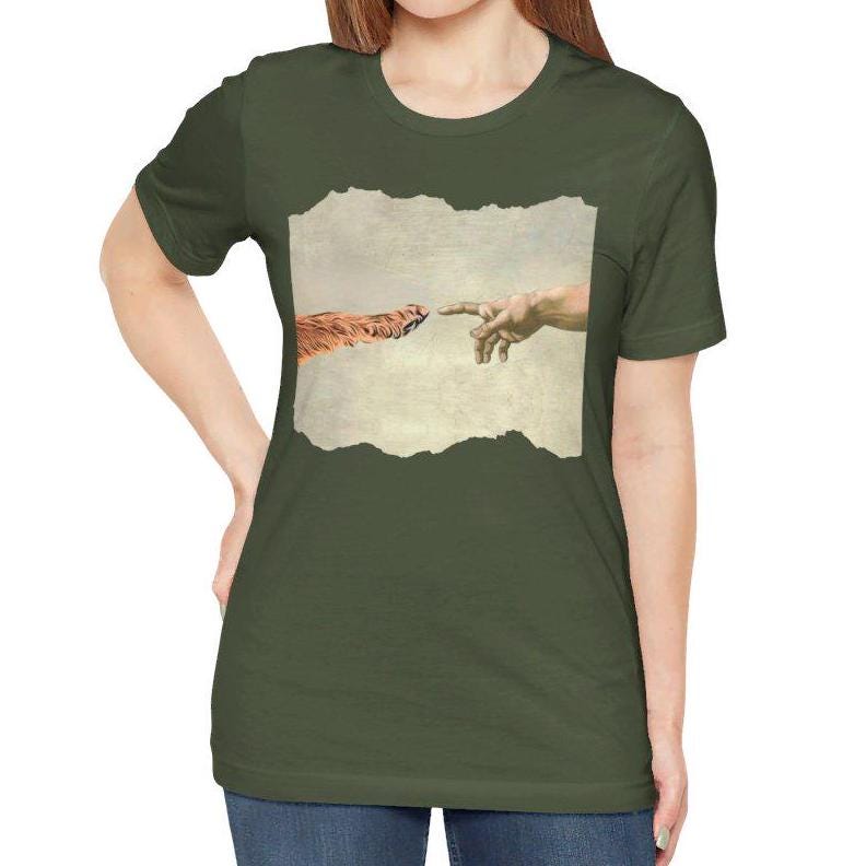 Dog Paw Creation of Adam Shirt - Animal Lover Gift for Dog Owners
