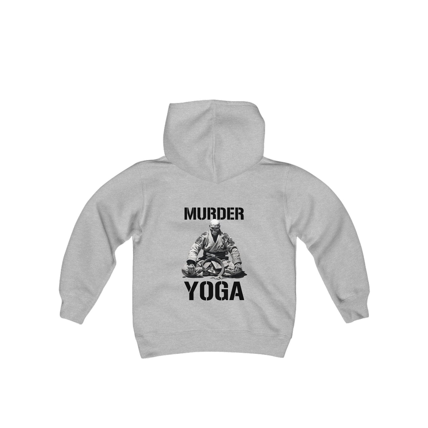 Jiu Jitsu Youth Hoodie, Murder Yoga JiuJitsu Skeleton YOUTH SIZE Hooded