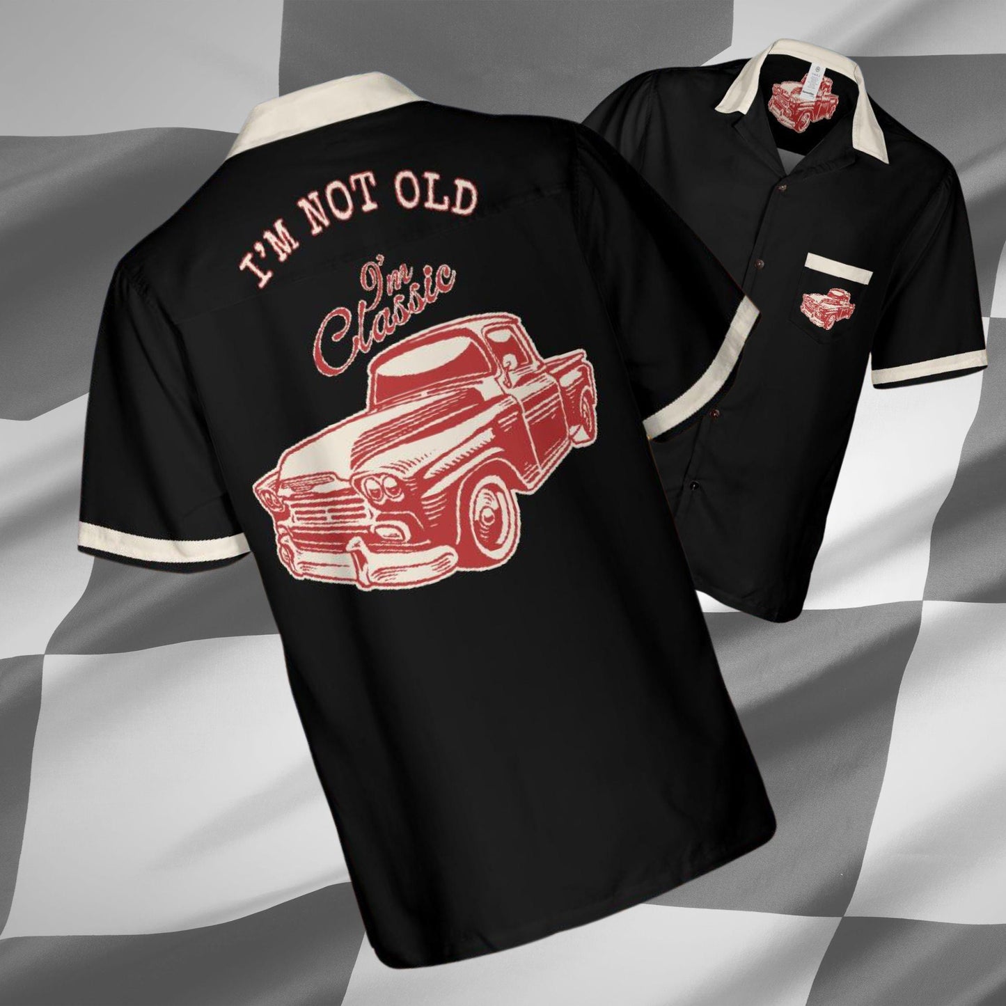 Classic Car Button Down Shirt with Pocket, Classic Truck Shirt Hawaiian Shirt