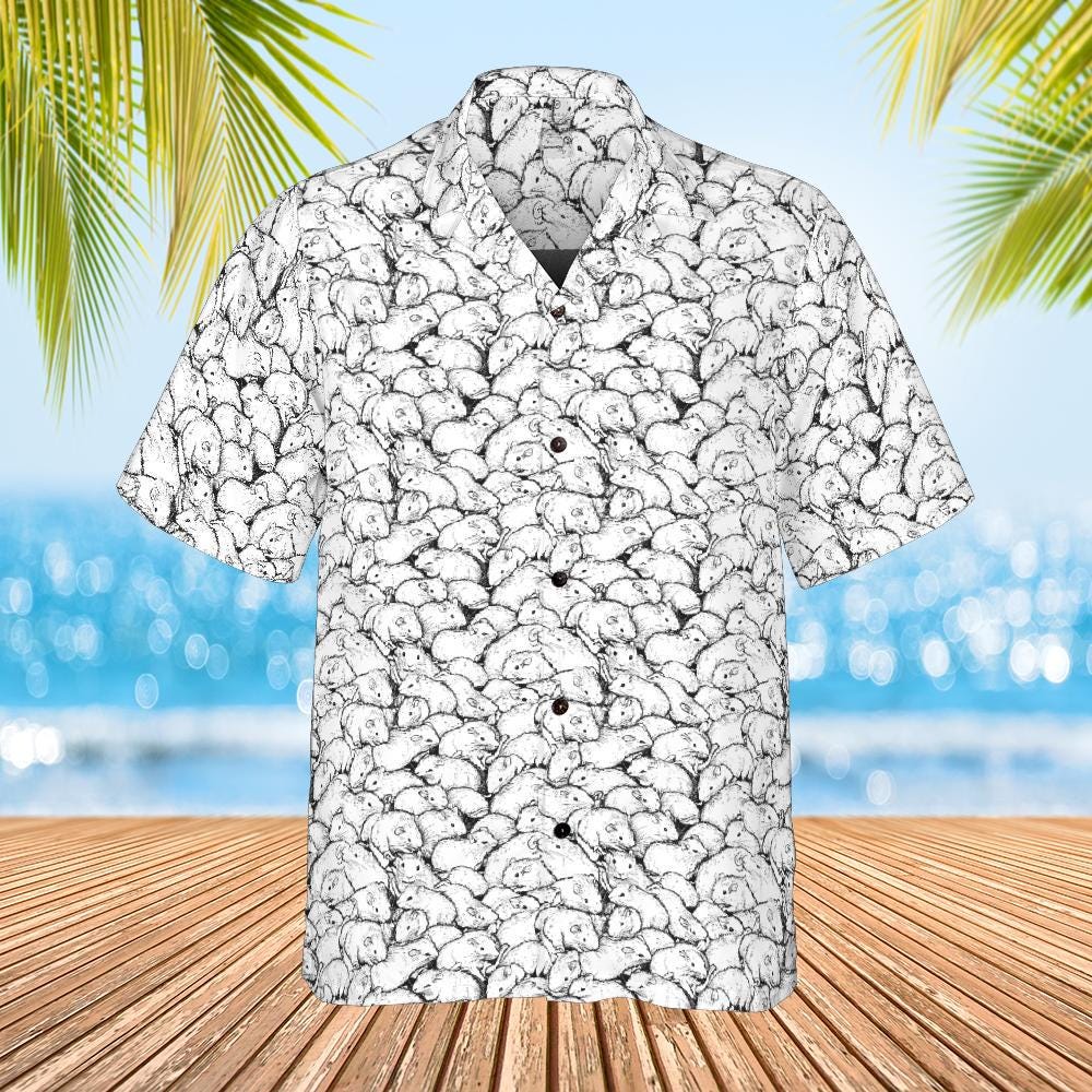 Rat Hawaiian Shirt, Rat Pattern Button Down Shirt