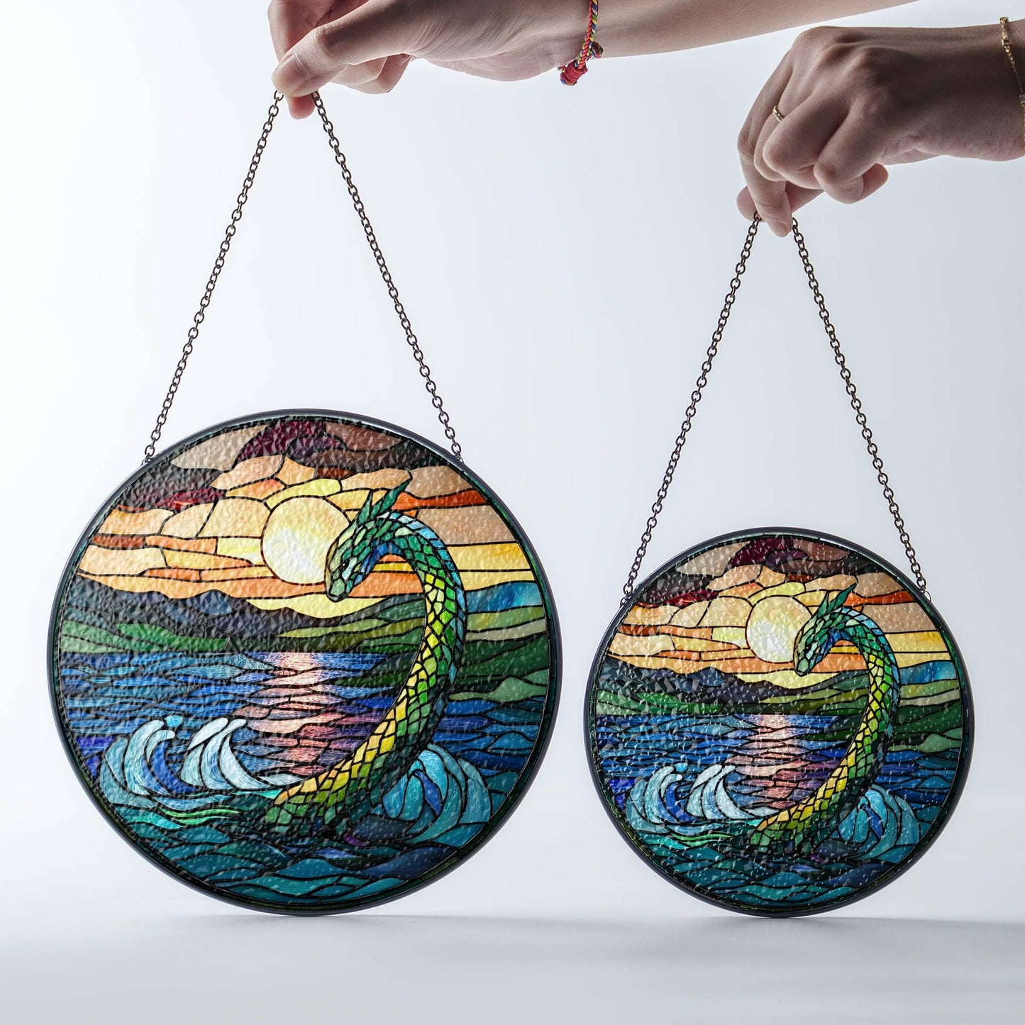 Loch Ness Monster Stained Glass SunCatcher Nessie Window Hanging Decor Art