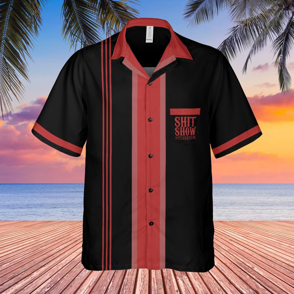Sh!t Show Supervisor Button Down Shirt with Pocket, Boss Shirt Short-sleeve Hawaiian Shirt Manager