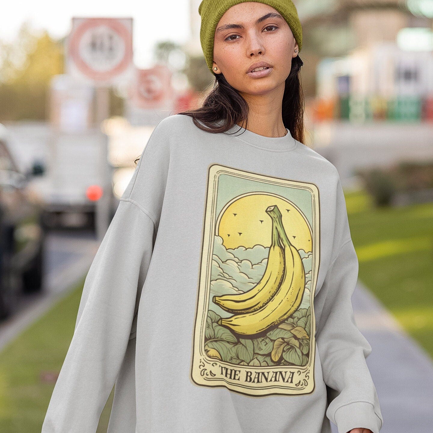 Banana Sweatshirt, The Banana Tarot Card Sweatshirt, Banana Lover Gifts Fruit