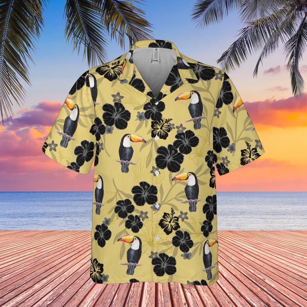 Toucan Hawaiian Shirt, Bird Lover Shirt Toucan Short-sleeve Hawaiian Shirt Birdwatching Shirt Bird Watching