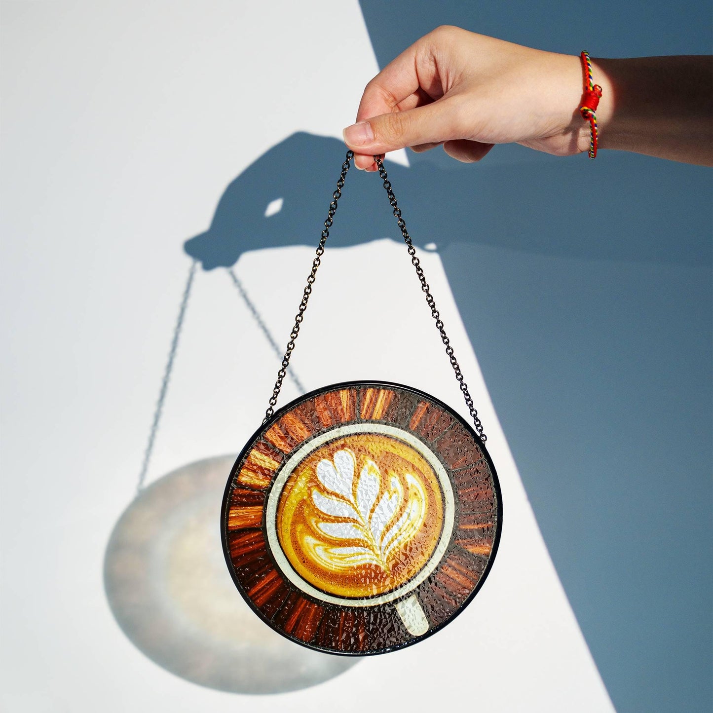 Coffee Latte Stained Glass SunCatcher Coffee Art Window Hanging Breakfast Art