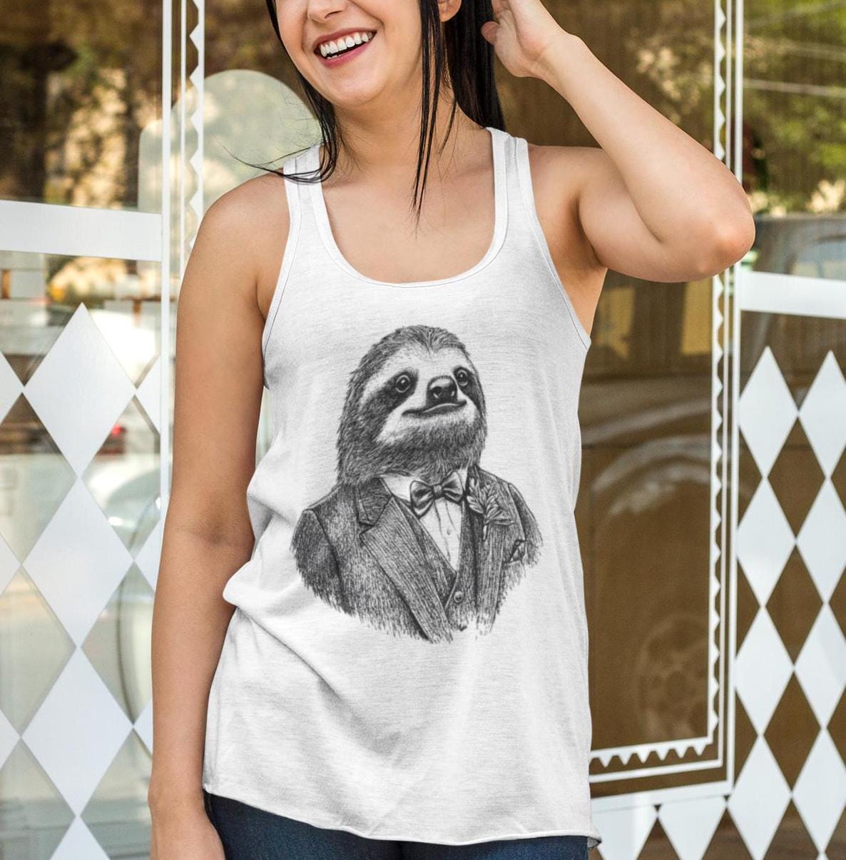 Sloth Tank Top, Sloth Wearing Expensive Suit Shirt