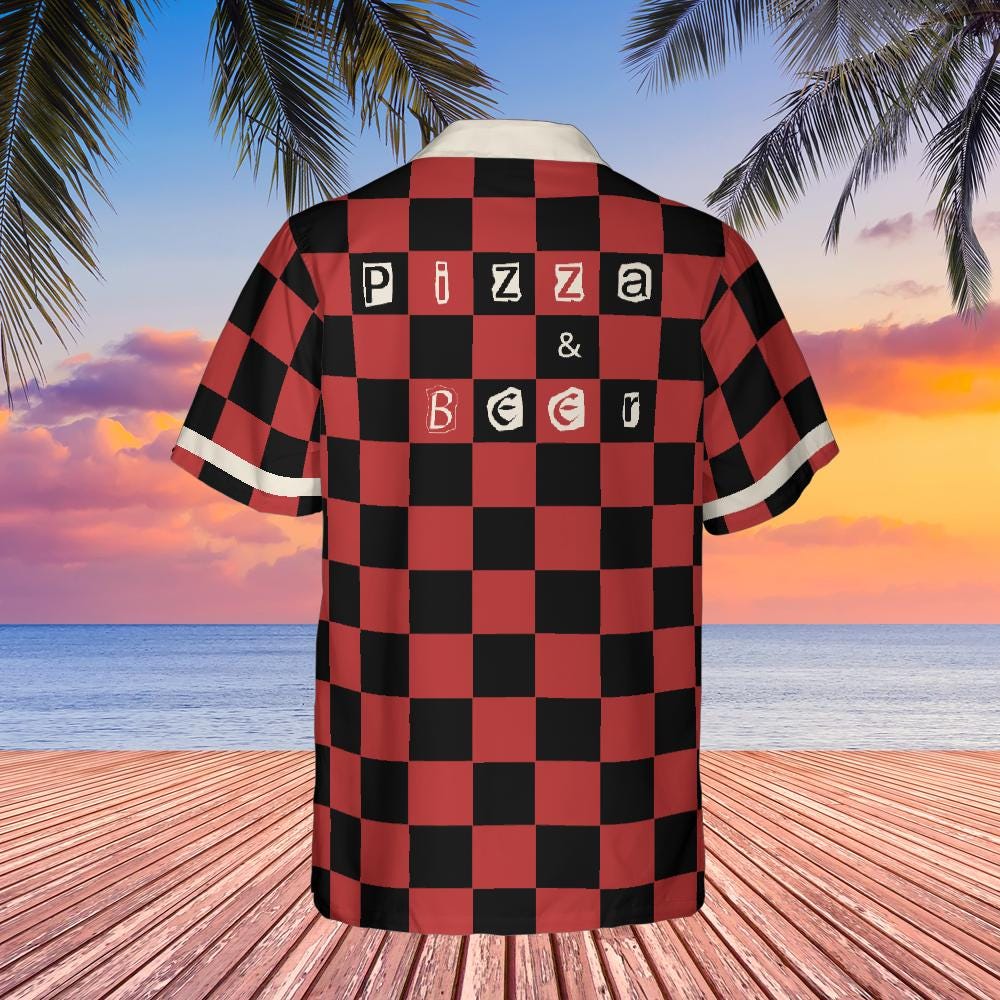 Pizza & Beer Button Down Shirt, Foodie Shirt Short-sleeve Hawaiian Shirt Funny Pizza and Beer Lover Gifts