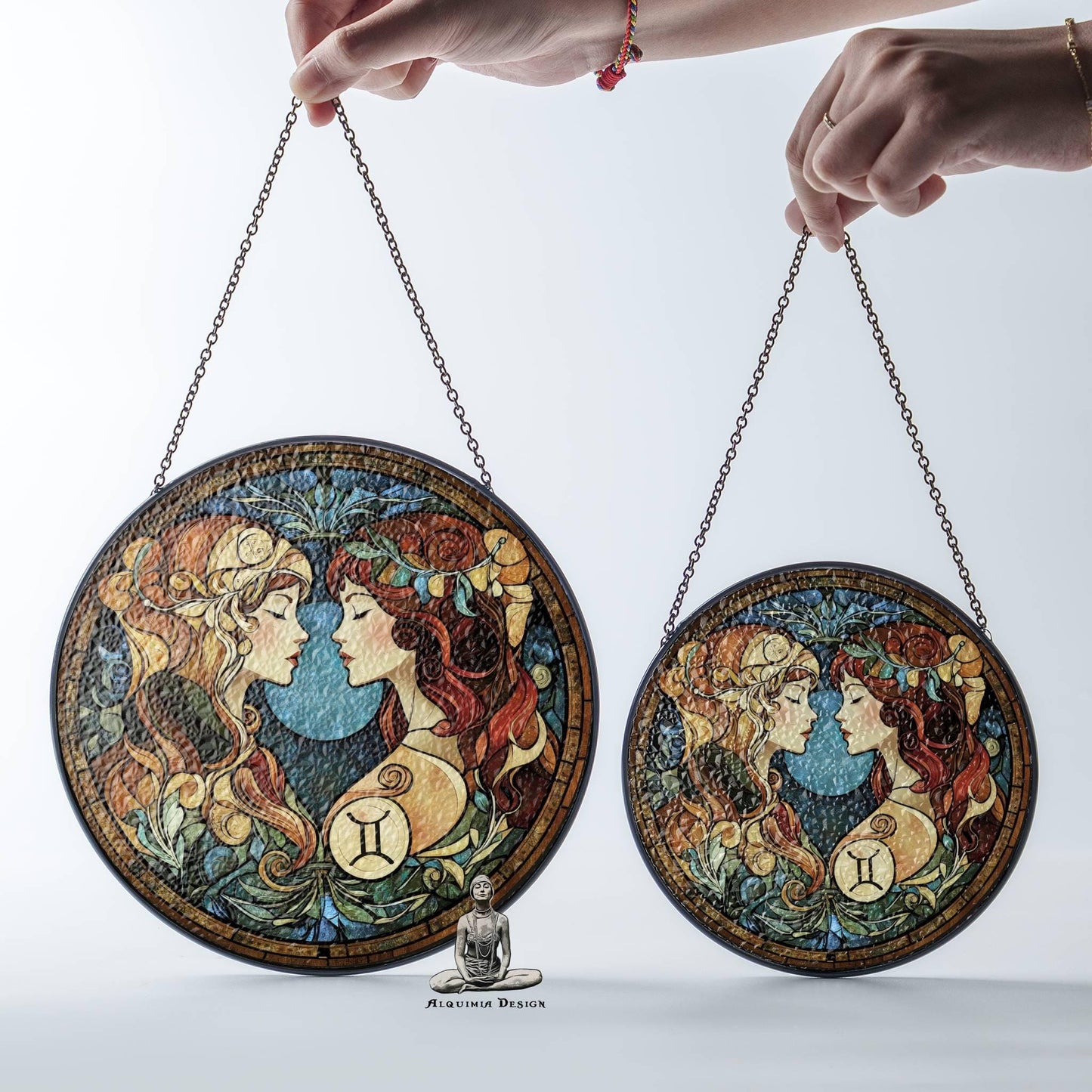 Gemini Stained Glass Zodiac SunCatcher LightCatcher Gemini Window Hanging