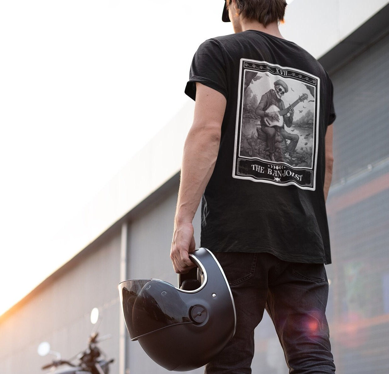 Banjo Player Shirt, The Banjoist Tarot Card Shirt BACK PRINT, Banjo Shirt Banjo Gifts for Banjoist