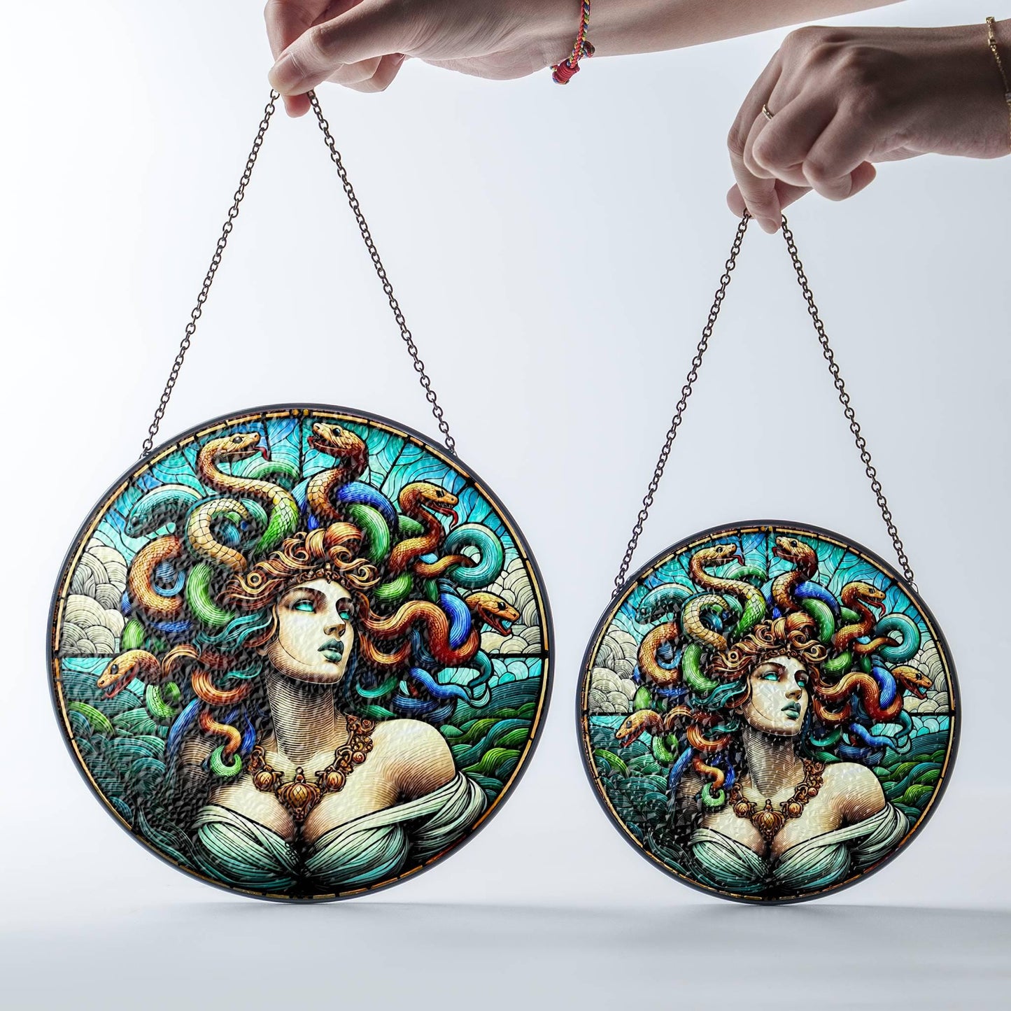 Medusa Stained Glass SunCatcher Greek Mythology Medusa Window Home Decor Art