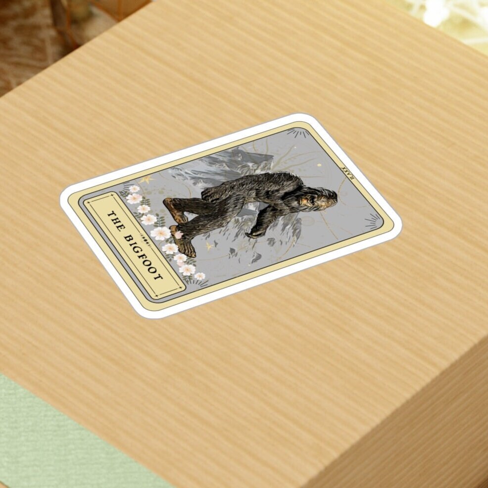 Bigfoot Tarot Card Sticker - Waterproof Sasquatch Vinyl Decal 3 x 4