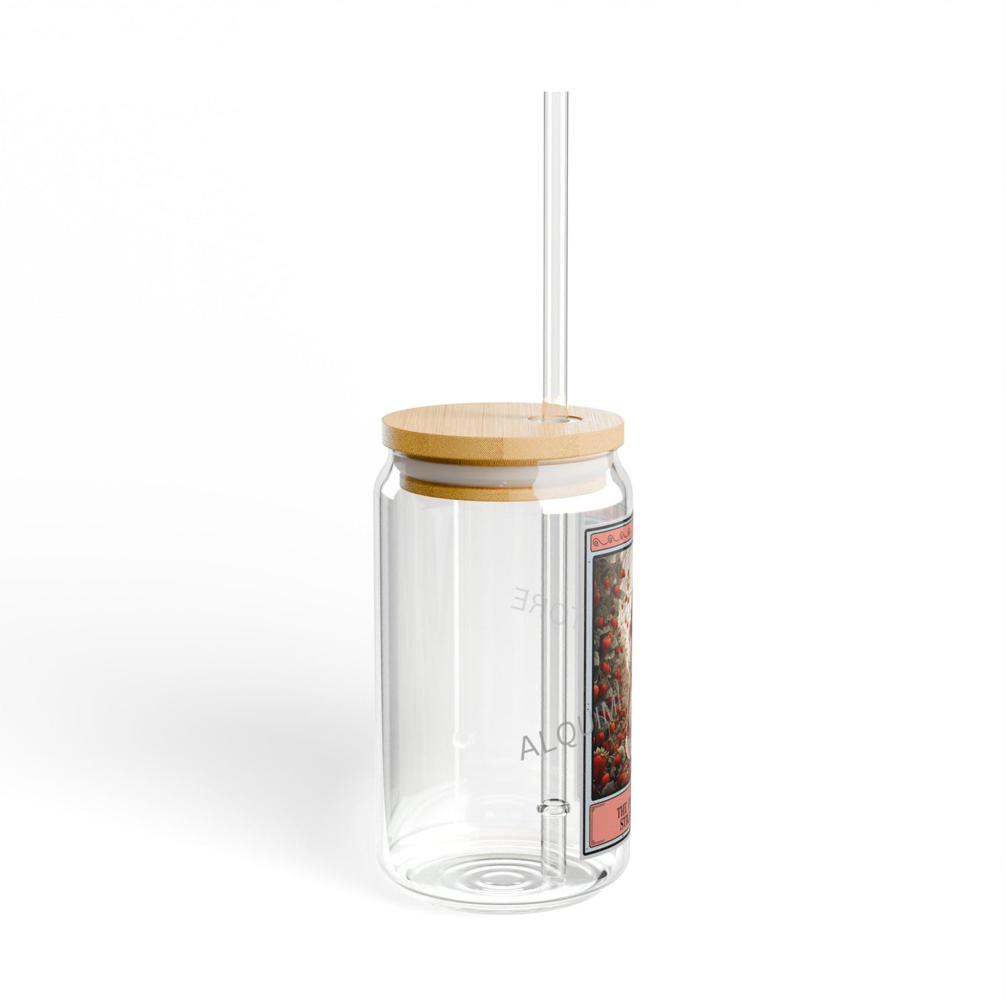 Strawberry Tarot Card Tumbler - 16oz Sipper Glass with Lid for Strawberry Lovers