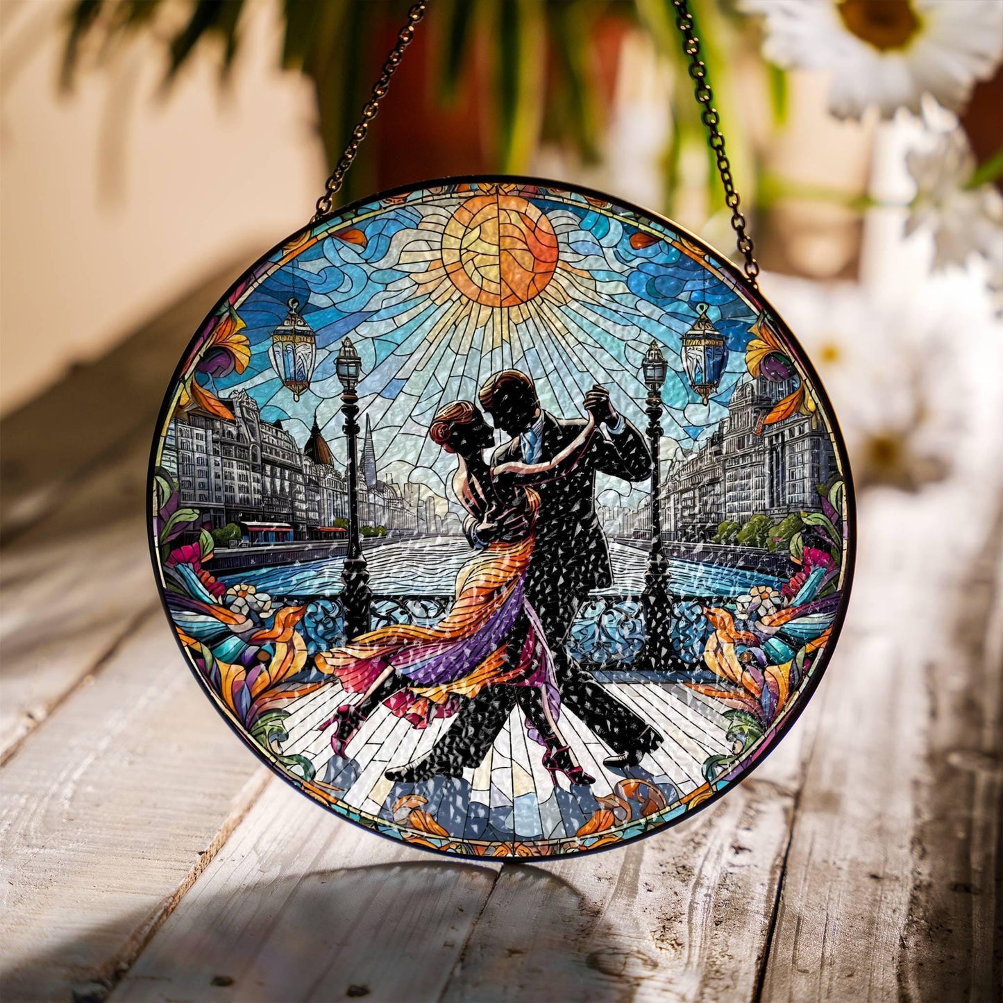 Tango Dancing Stained Glass SunCatcher Tango Window Hanging Tango Dancing