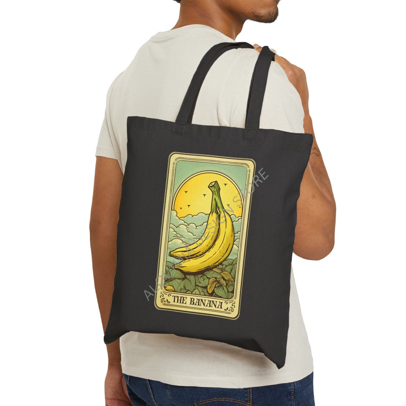 Banana Tote Bag - Fruit Lovers Canvas Bag 15 x 16
