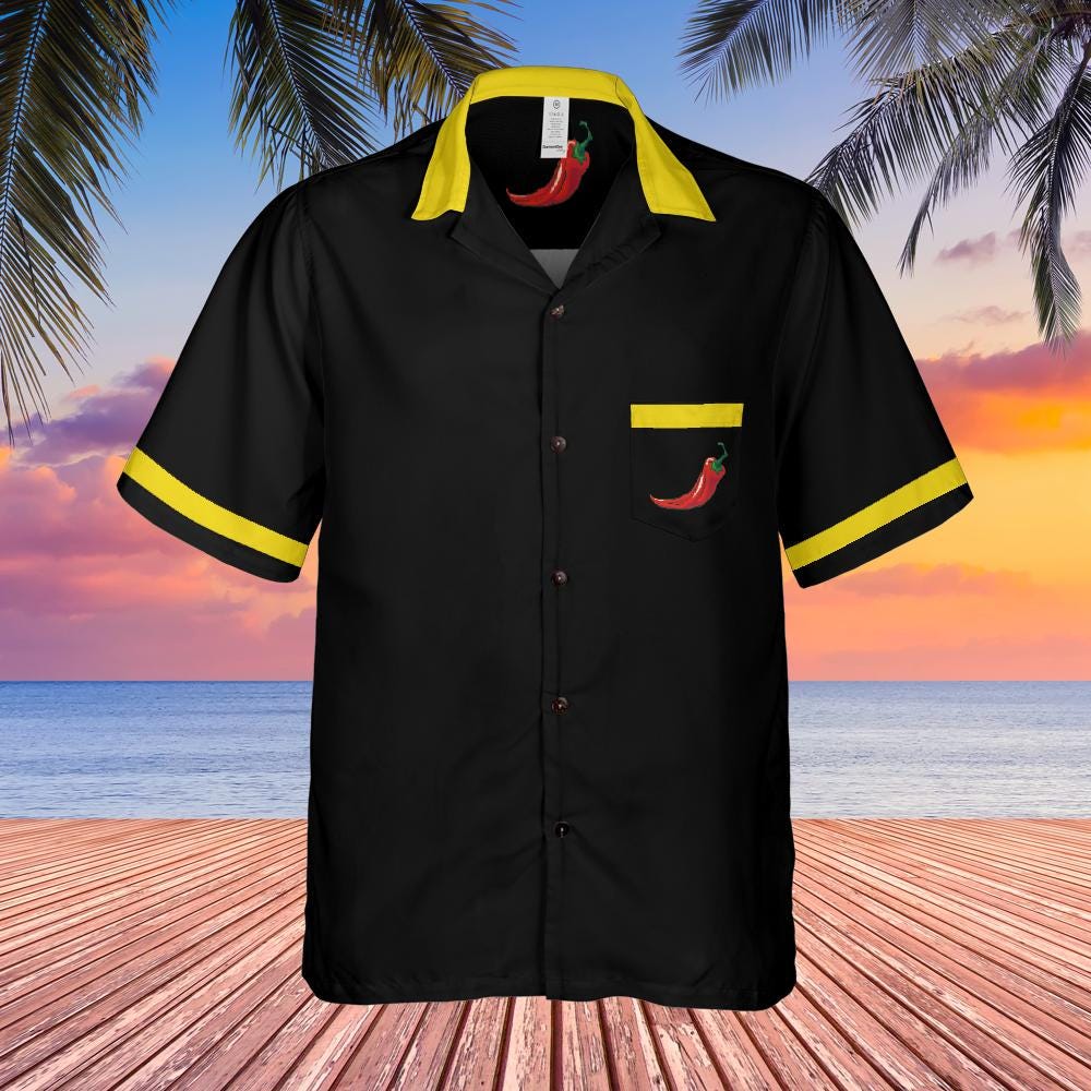 Spicy Tacos Button Down Shirt with Pocket, Taco Shirt Spicy Food Short-sleeve Hawaiian Shirt Spicy Chili Foodie Shirt