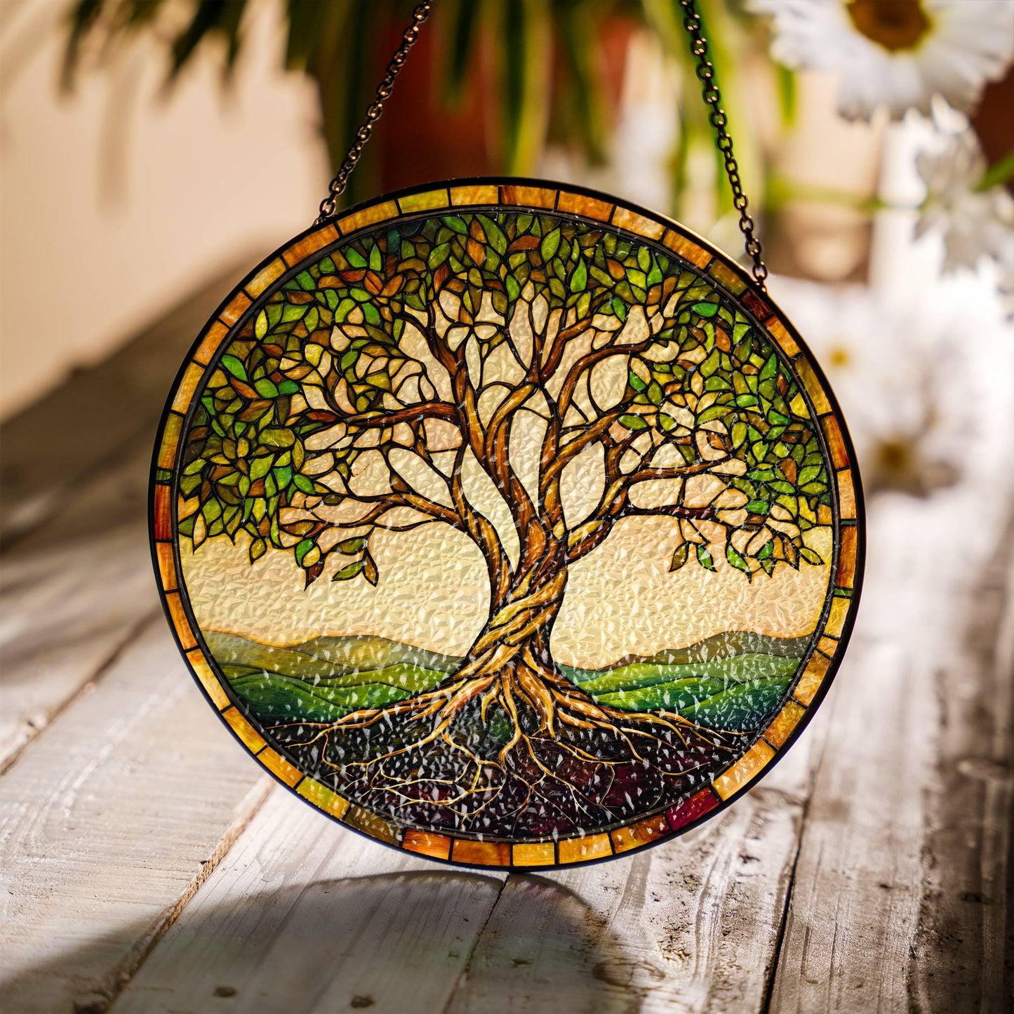 Tree of Life Stained Glass Sun Catcher - Window Hanging Decoration Protection