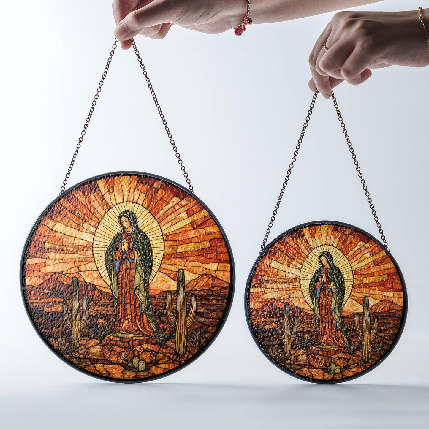 Our Lady of Guadalupe Stained Glass SunCatcher Catholic Art Window Hanging Decor
