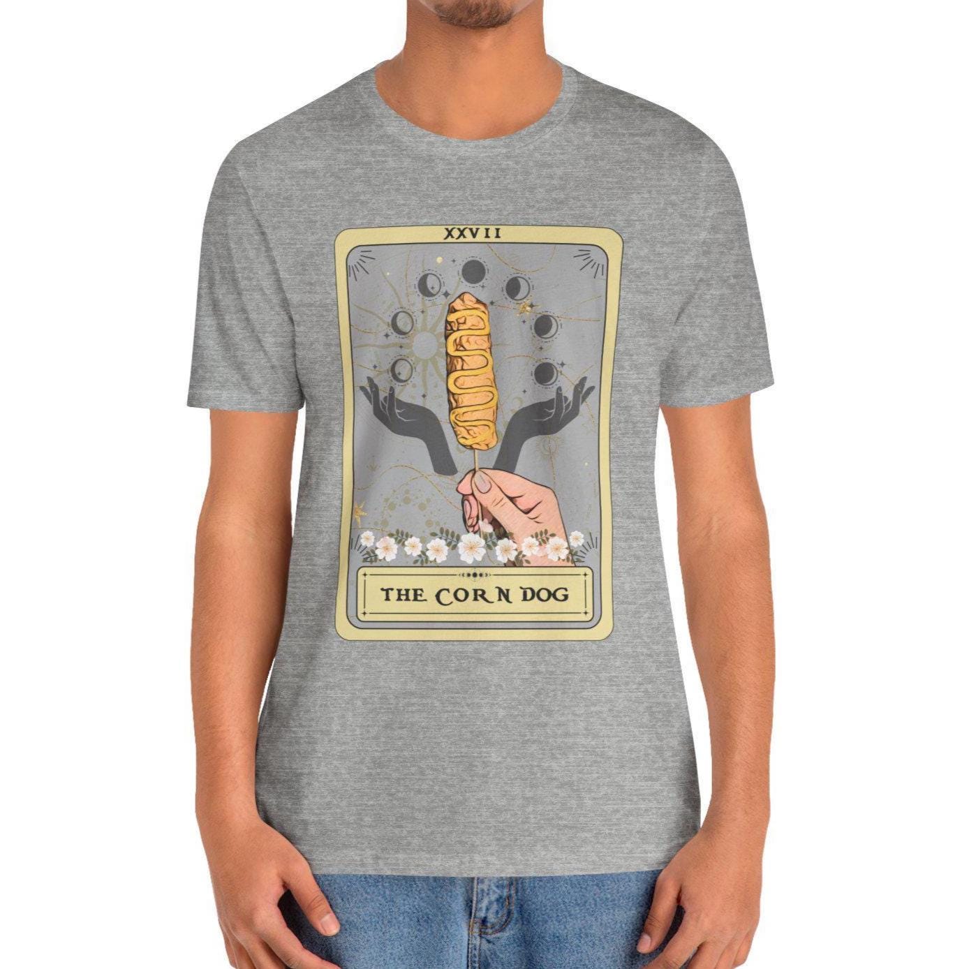 Corn Dog Tarot Card Shirt - Foodie Gift Tee with Mustard Design