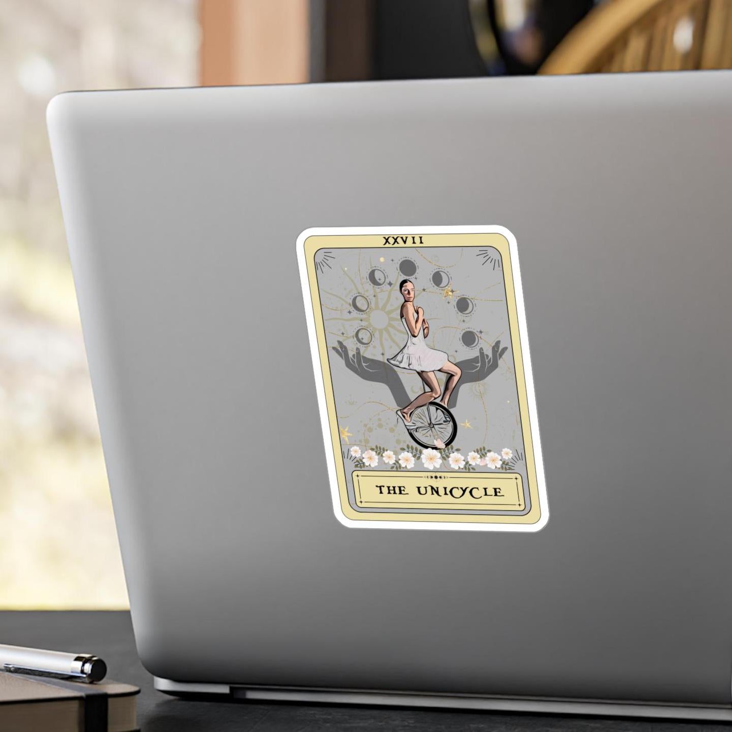 Unicycle Tarot Card Sticker - Waterproof Circus Vinyl Laptop Decal