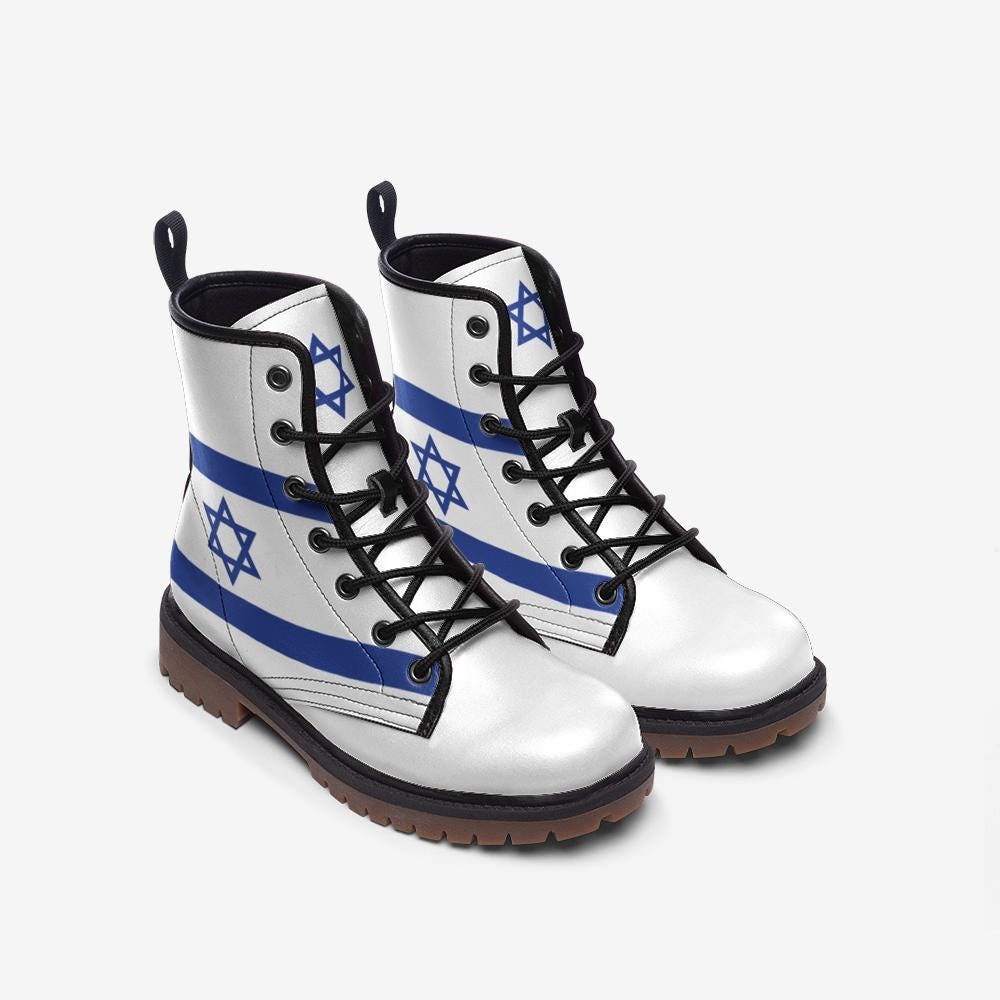 Israel Flag Boots Vegan Leather Combat boots