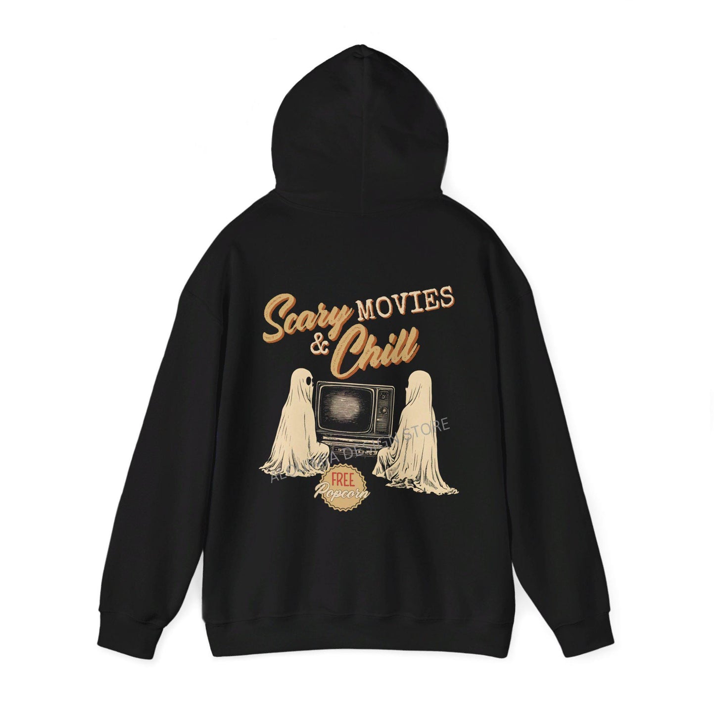 Scary Movies & Chill Hoodie, Halloween Sweatshirt, Trendy Vintage Inspired