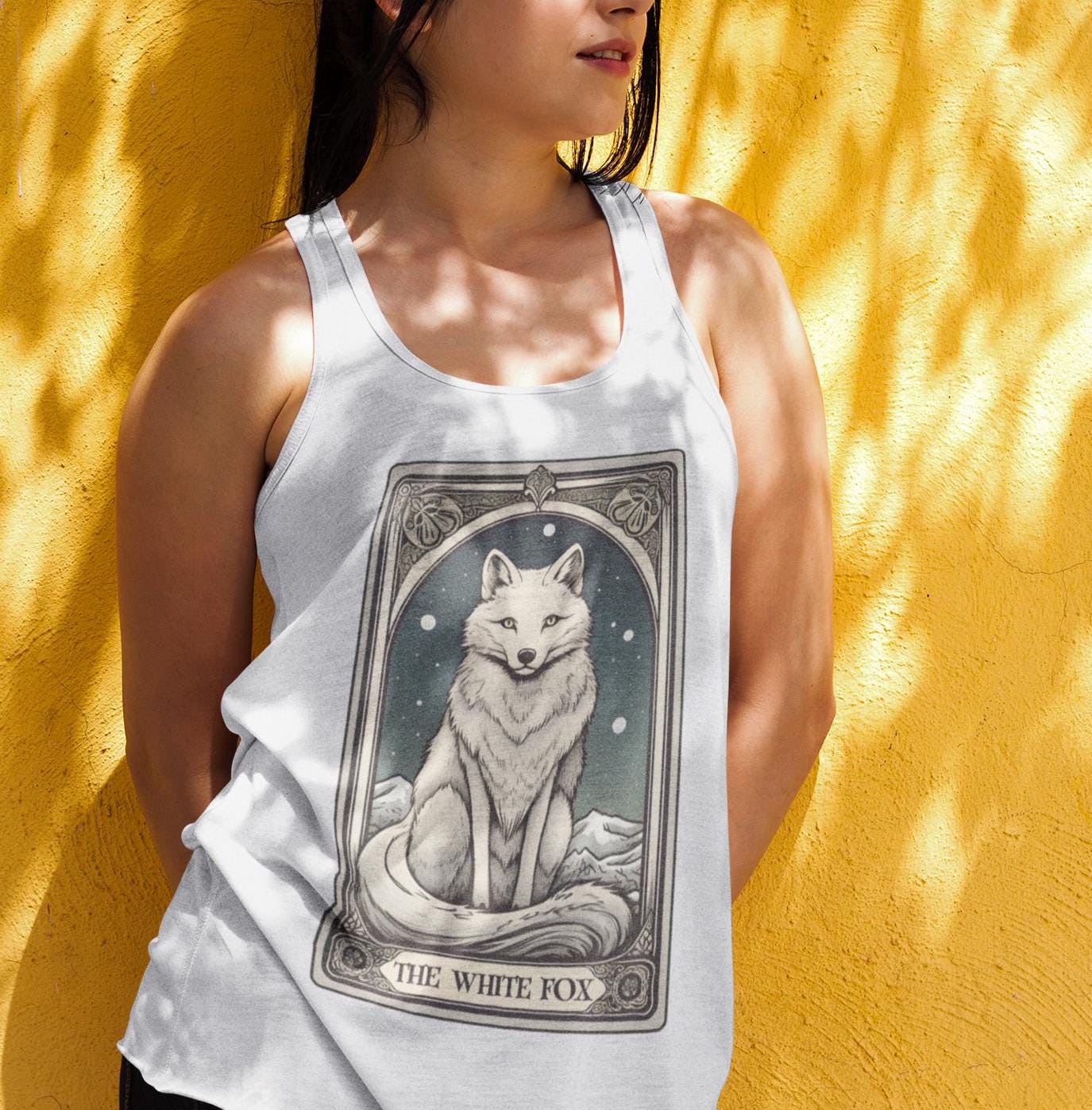 The White Fox Tarot Card Shirt, White Fox Shirt Arctic Fox Tank Top Wild Animal