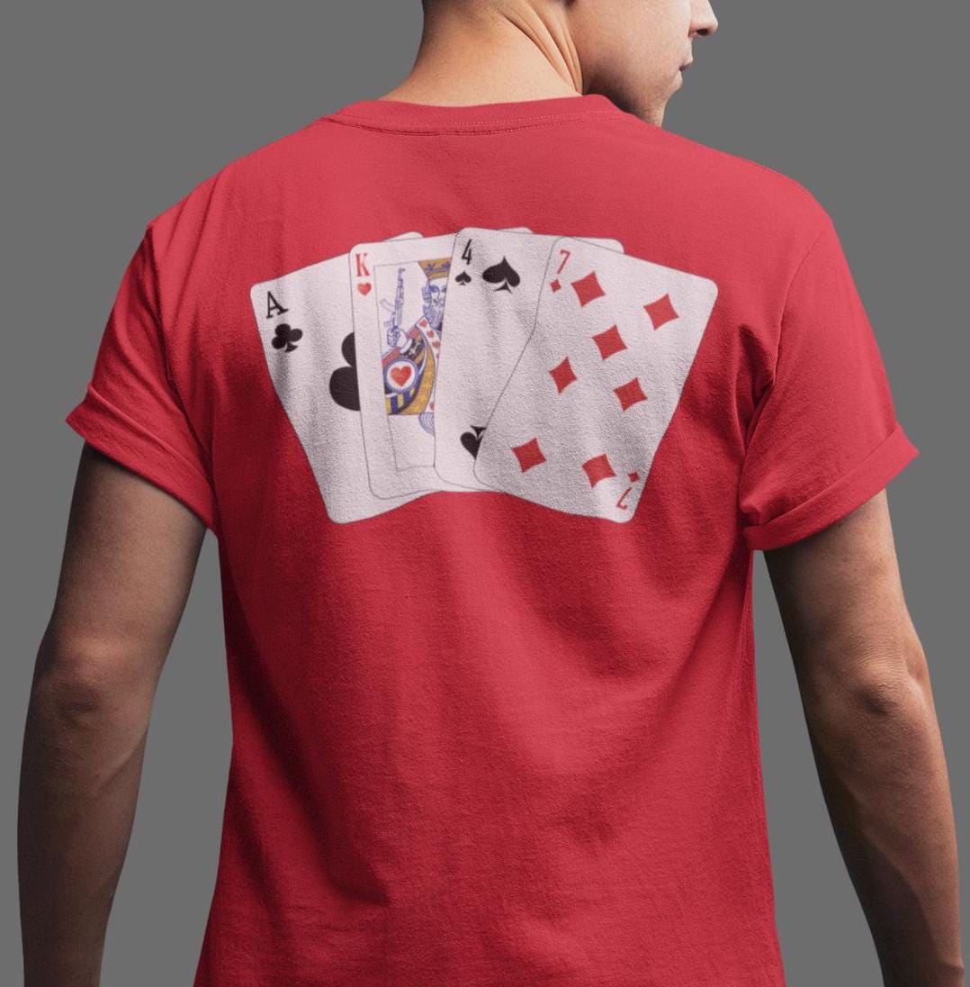 AK47 Poker Playing Cards Shirt, BACK PRINT AK-47 Shirt Kalashnikov Tee
