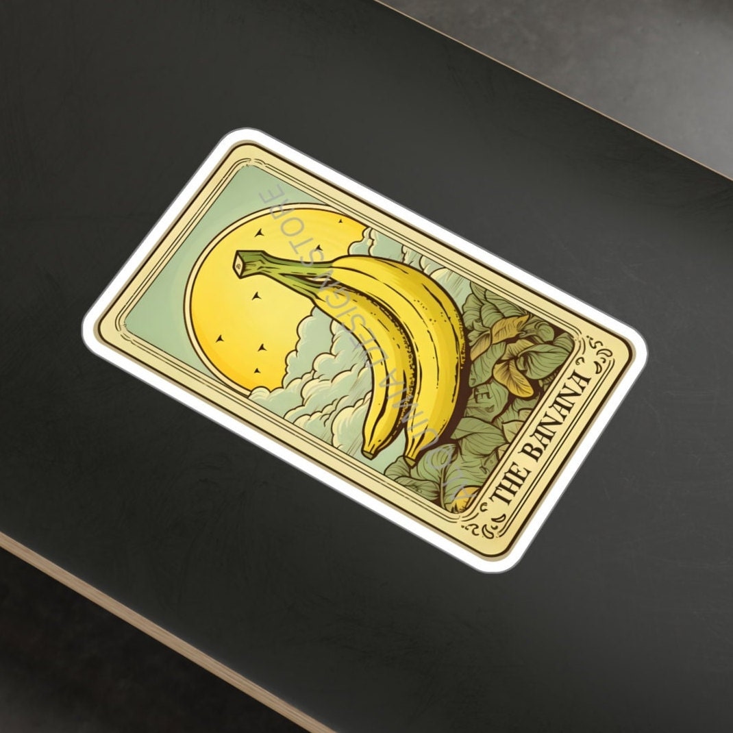 Banana Tarot Card Sticker - Waterproof Vinyl Banana Sticker 3 x 4