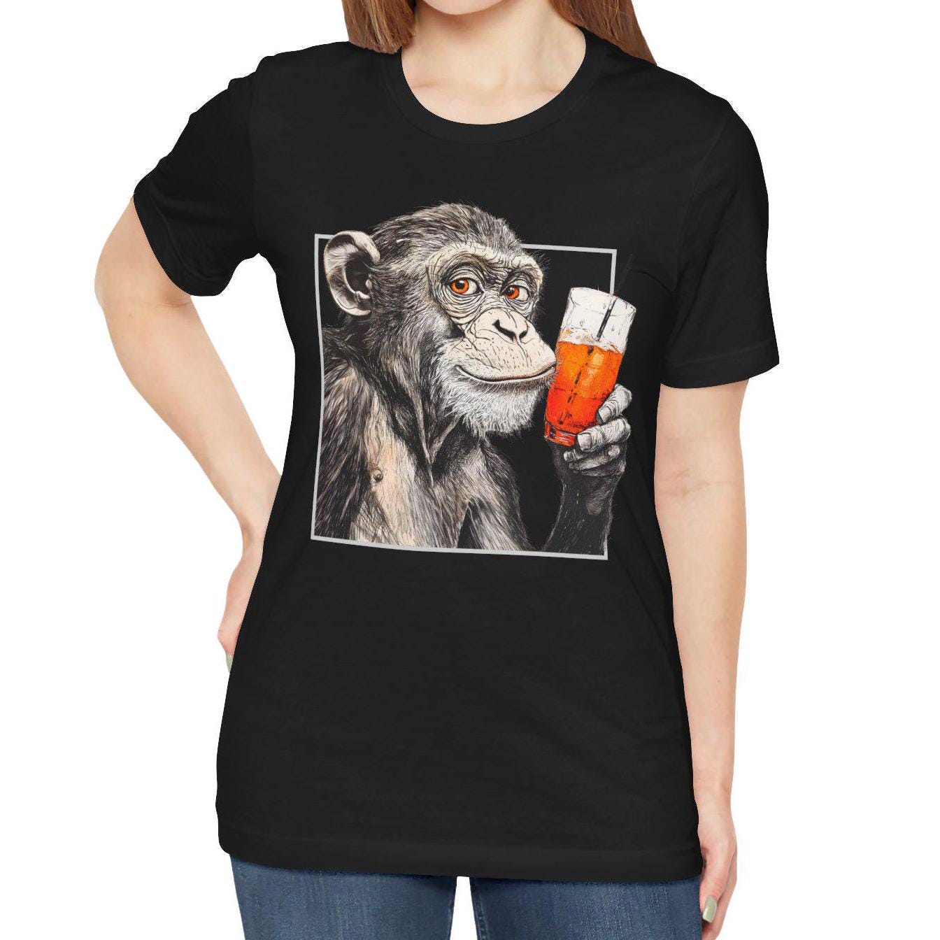 Monkey Drinking Cocktail Shirt Aperol Spritz T- Shirt, Monkey Aperol Spritz Tee