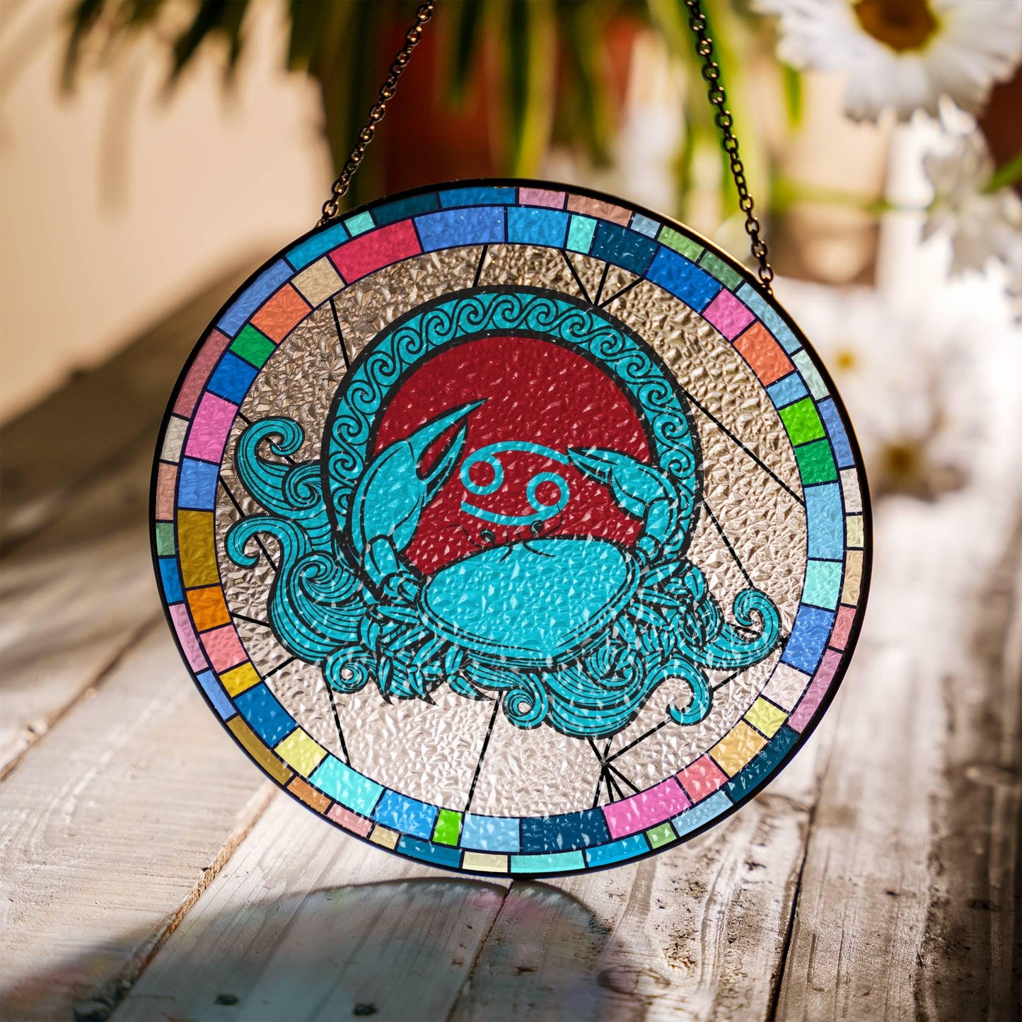 Aquarius Stained Glass Zodiac SunCatcher LightCatcher Aquarius Window Hanging