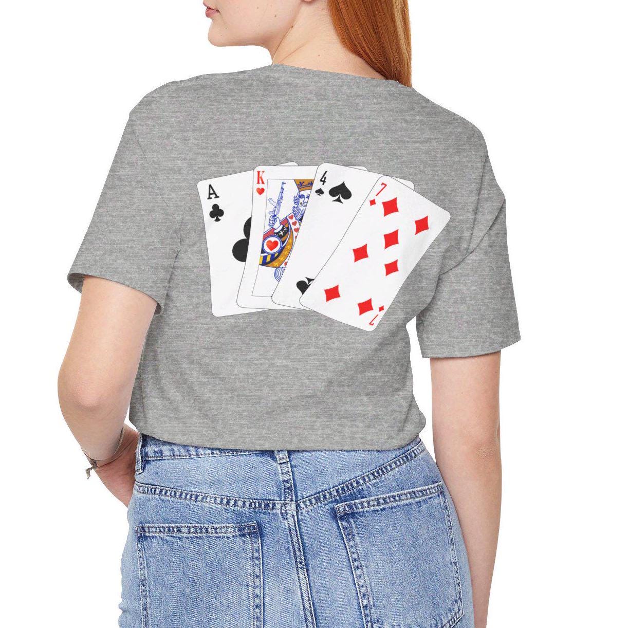 AK47 Poker Playing Cards Shirt, BACK PRINT AK-47 Shirt Kalashnikov Tee