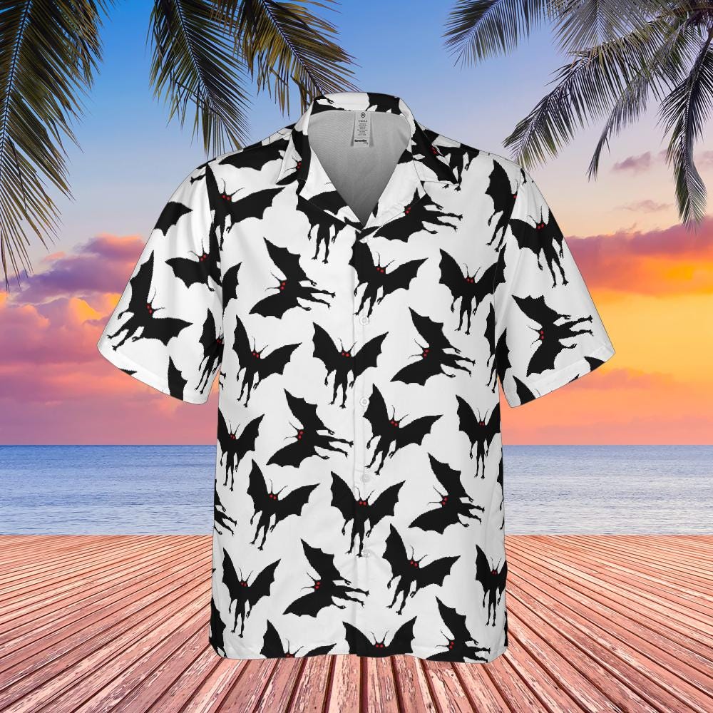 Mothman Hawaiian Shirt, Moth man Cryptid Shirt, Mothman West Virginia Cryptozoology Button Down Cryptid Shirt