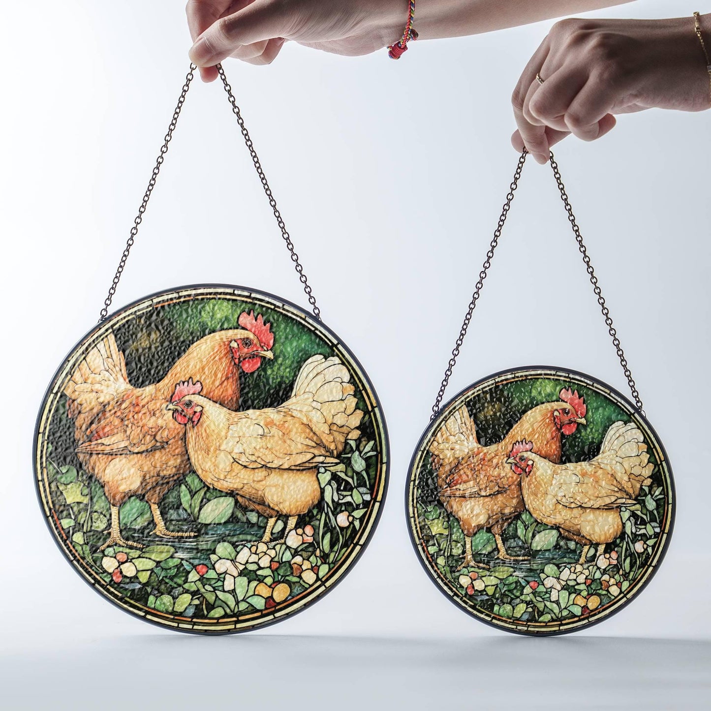 Chicken Stained Glass SunCatcher Farm Animal Window Hanging Home Decor Gift