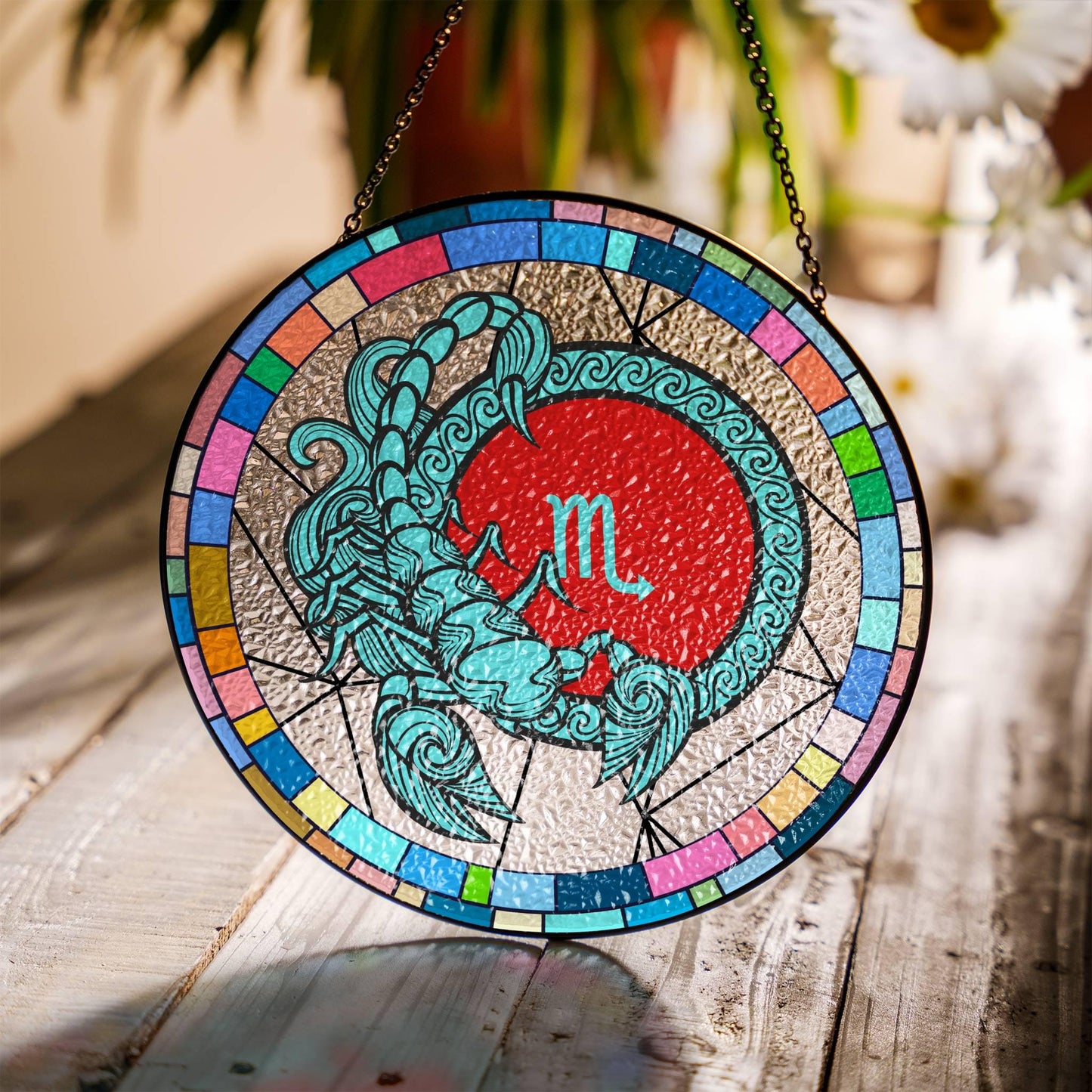 Libra Stained Glass Zodiac SunCatcher LightCatcher Libra Window Hanging