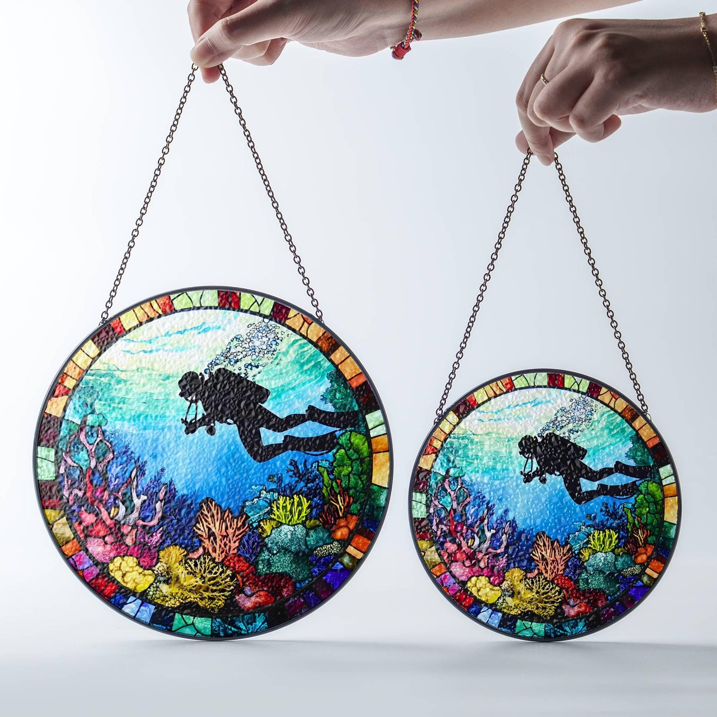 Scuba Diving Gift Stained Glass SunCatcher Scuba Diver Gifts Home Decoration