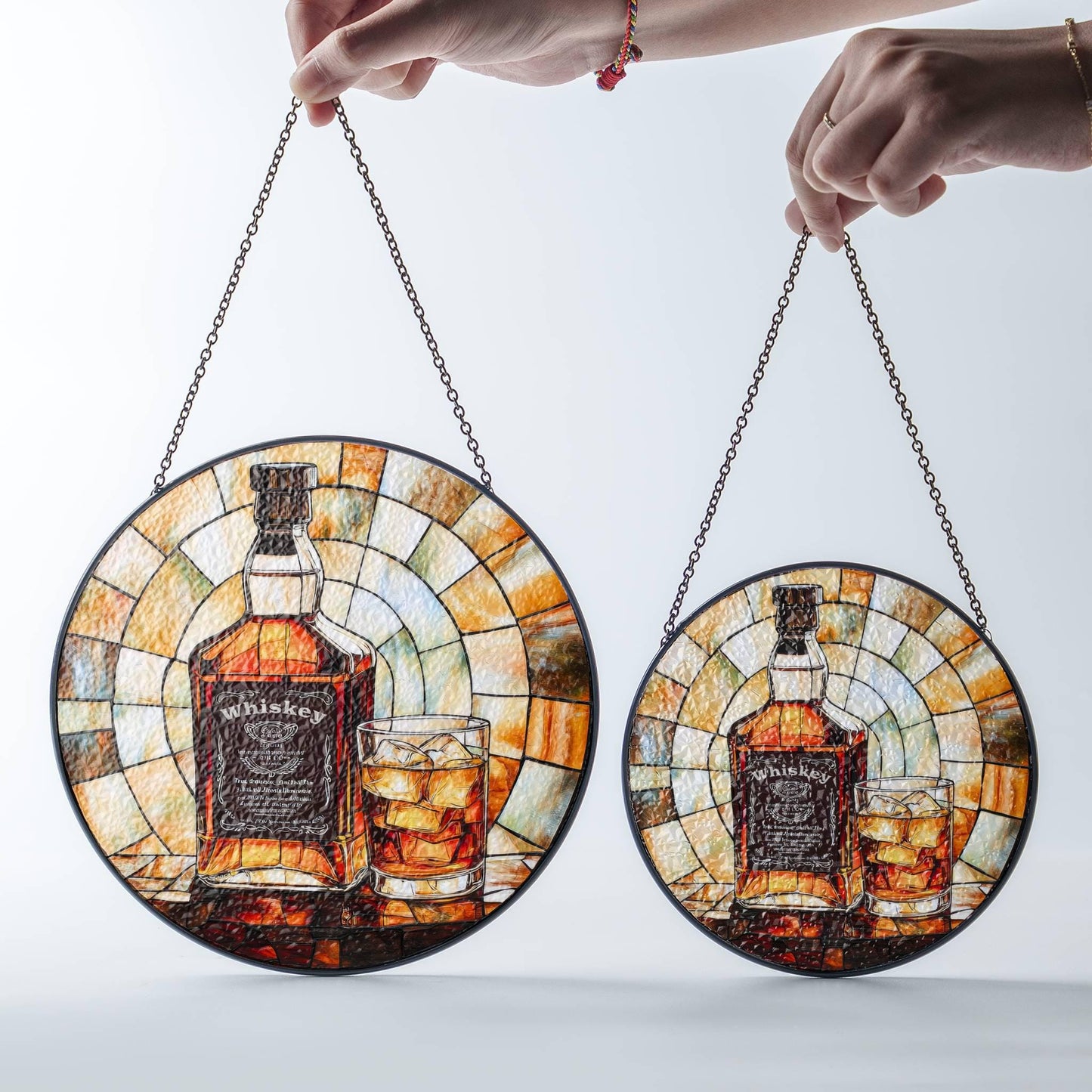 Whiskey Stained Glass SunCatcher Whisky Window Hanging Home Decor