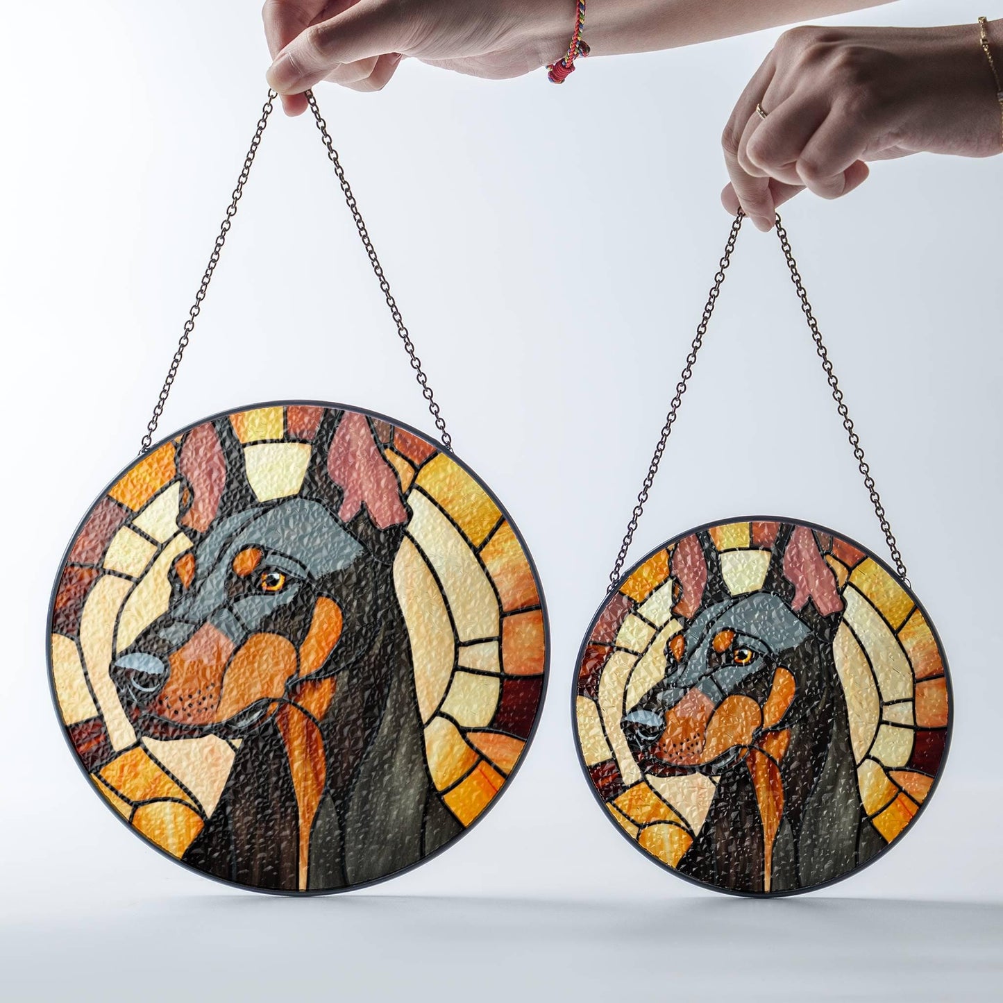 Doberman Stained Glass SunCatcher Doberman Window Hanging Home Decor Art