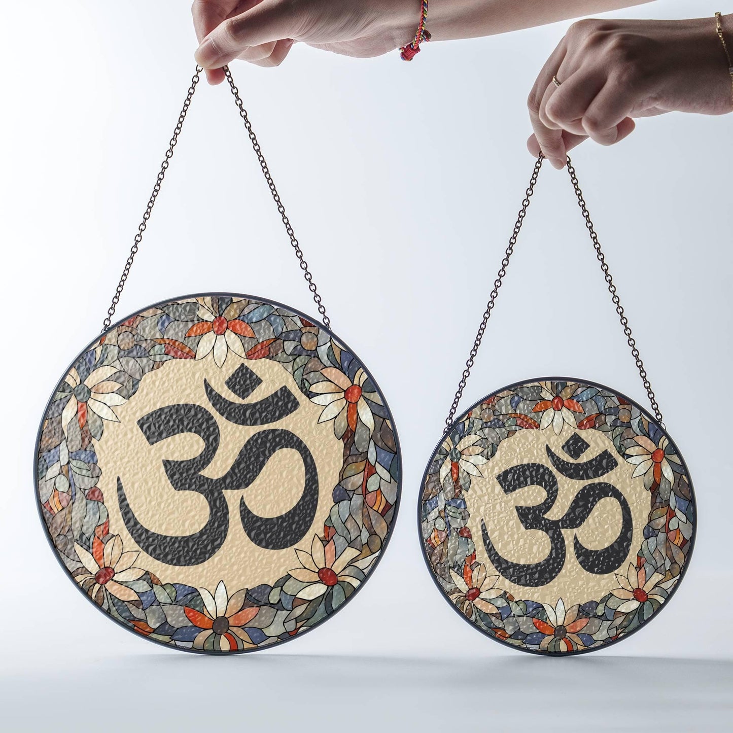 Om Stained Glass San Ohm SunCatcher Light Catcher Aum Window Hanging Protection