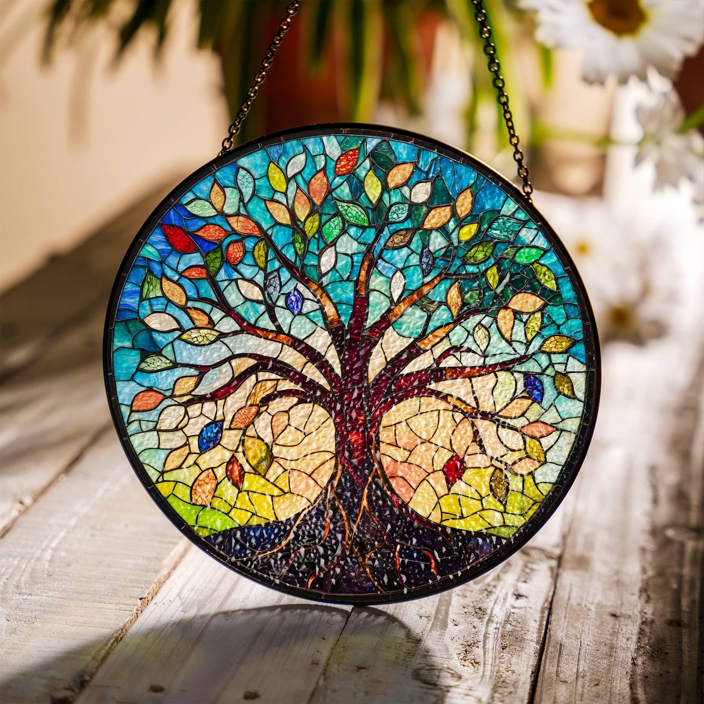 Tree of Life Stained Glass Sun Catcher - Window Hanging Decoration Protection