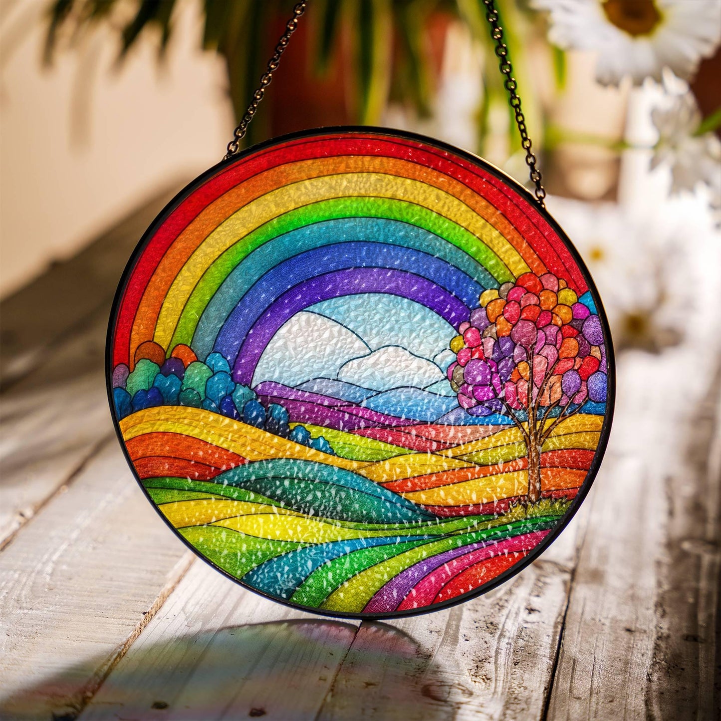 Rainbow Stained Glass SunCatcher Rainbow Window Hanging Decor Gift LGBTQ Pride