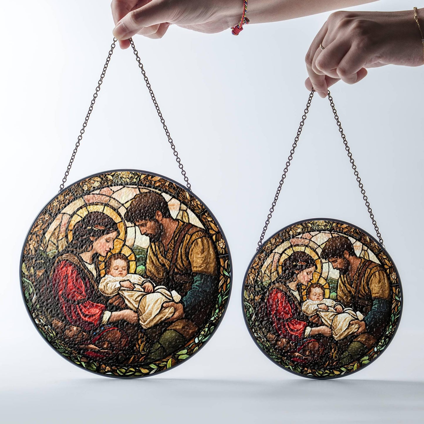 Nativity Stained Glass Nativity Scene Suncatcher Christian Jesus Art