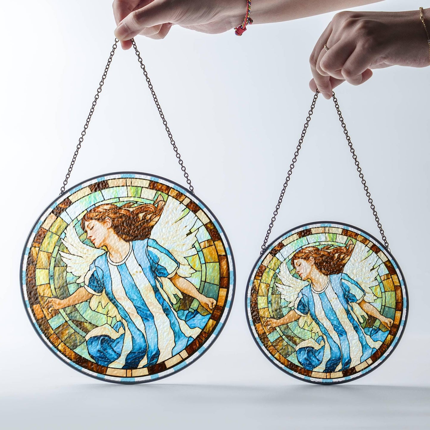 Argentina Stained Glass Guardian Angel SunCatcher Argentina Flag Colors Decor
