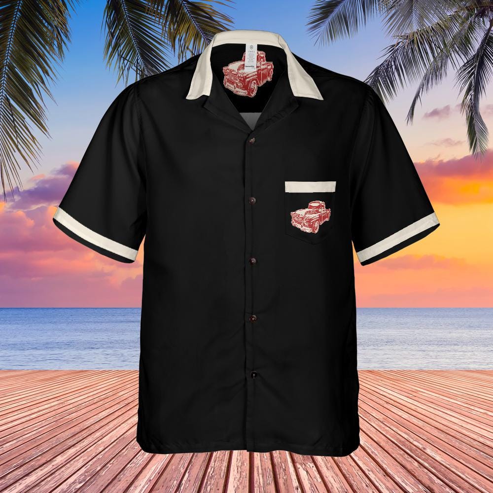 Classic Car Button Down Shirt with Pocket, Classic Truck Shirt Hawaiian Shirt