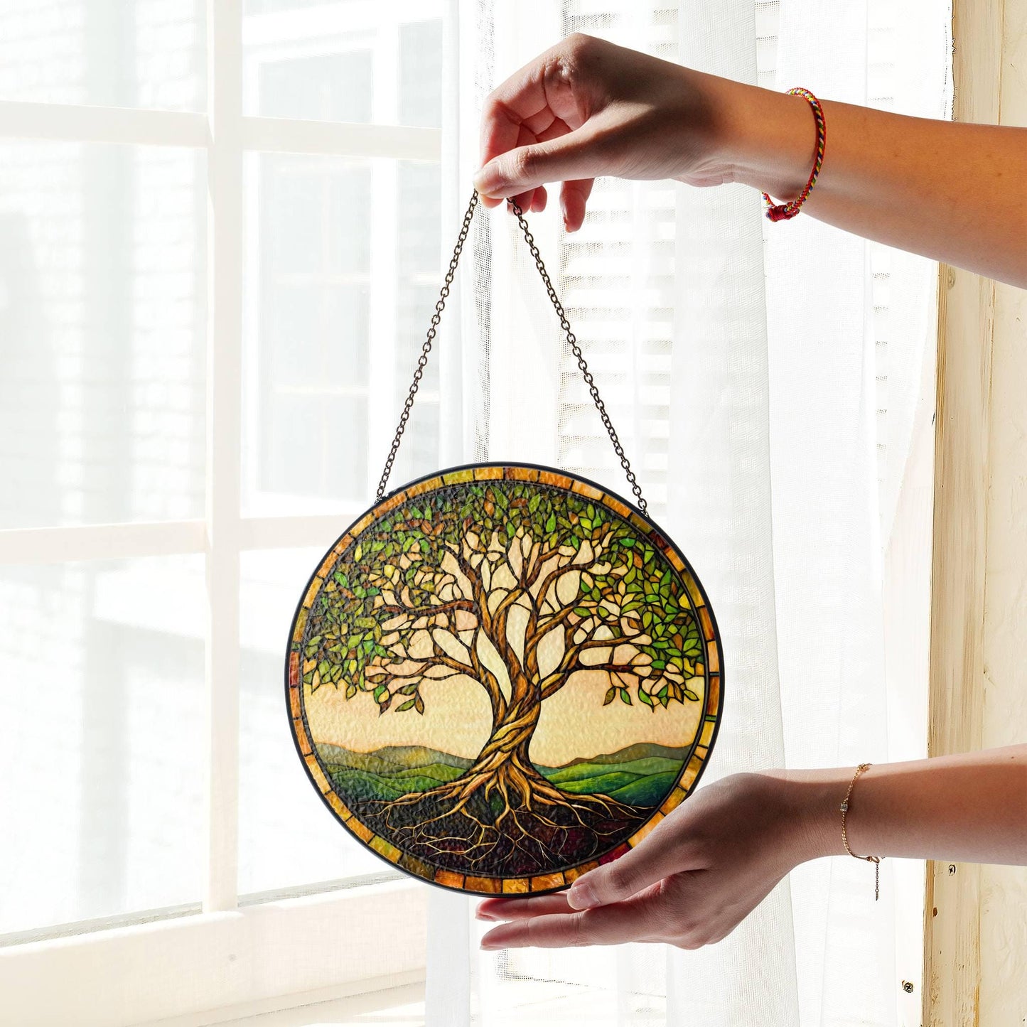 Tree of Life Stained Glass Sun Catcher - Window Hanging Decoration Protection