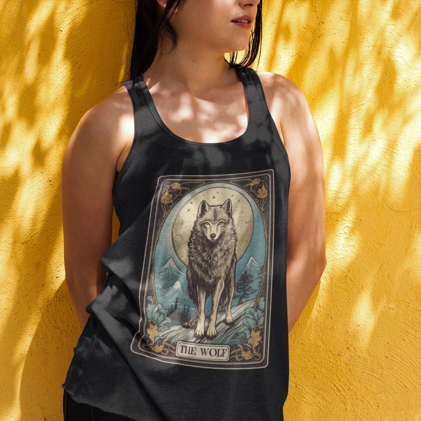 The Wolf Tarot Card Tank Top, Wolf Shirt Wild Animal Lover