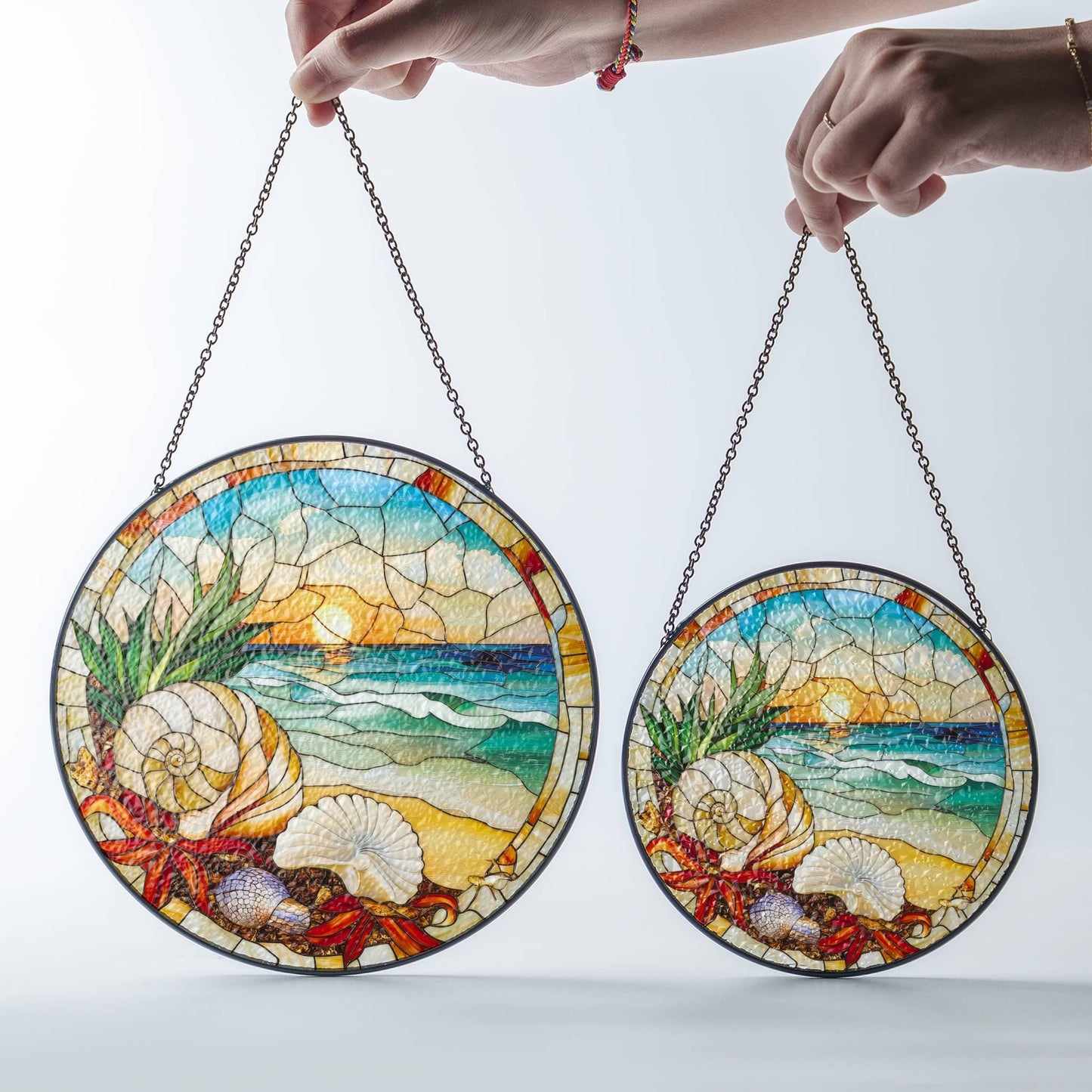 Seashell Stained Glass SunCatcher Sea Shell Sea Life Window Hanging Beach Home