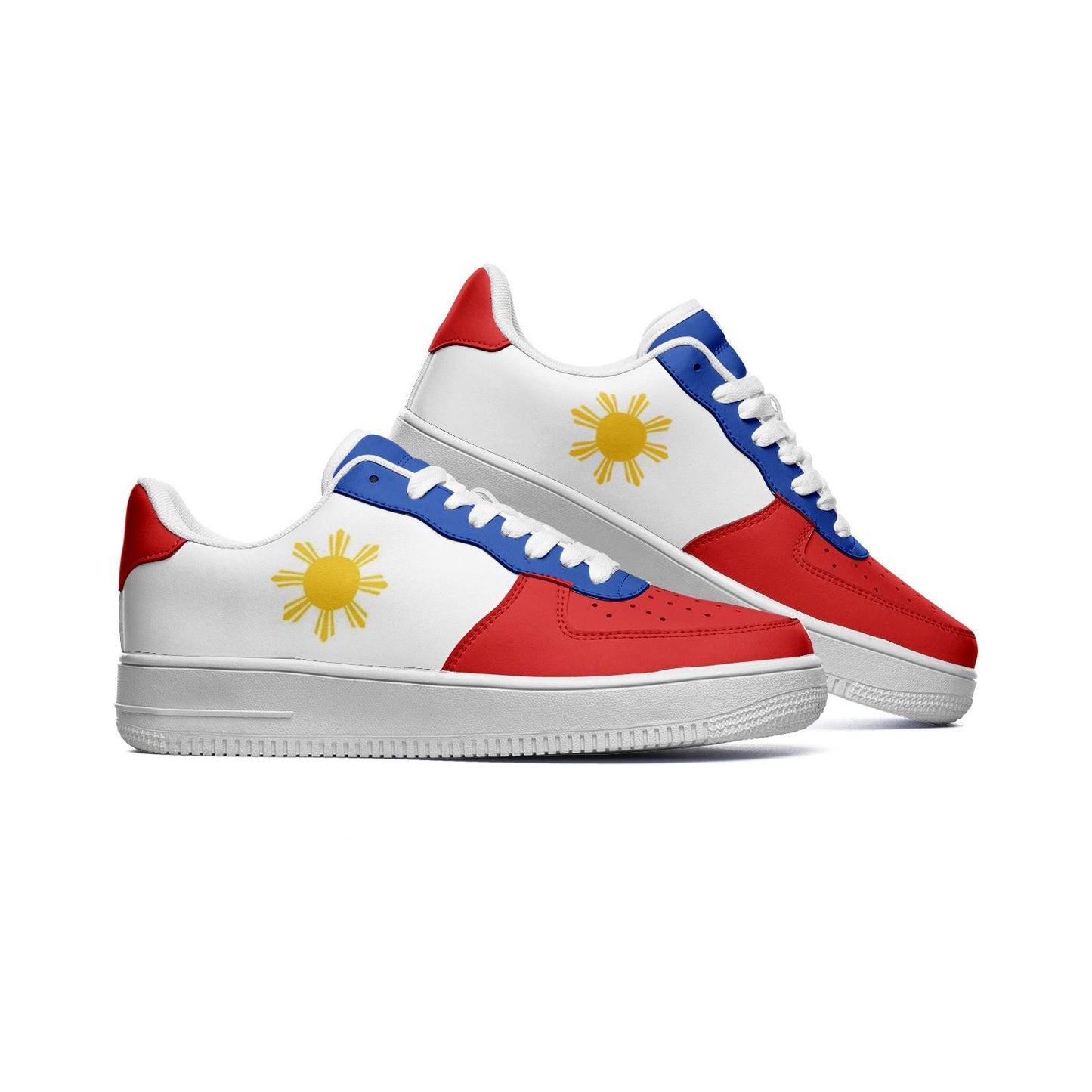 Philippines Flag Sneakers, Philippines Colors Unisex Vegan Leather Sneakers