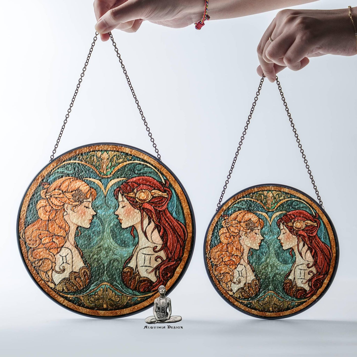 Gemini Stained Glass Zodiac SunCatcher LightCatcher Gemini Window Hanging